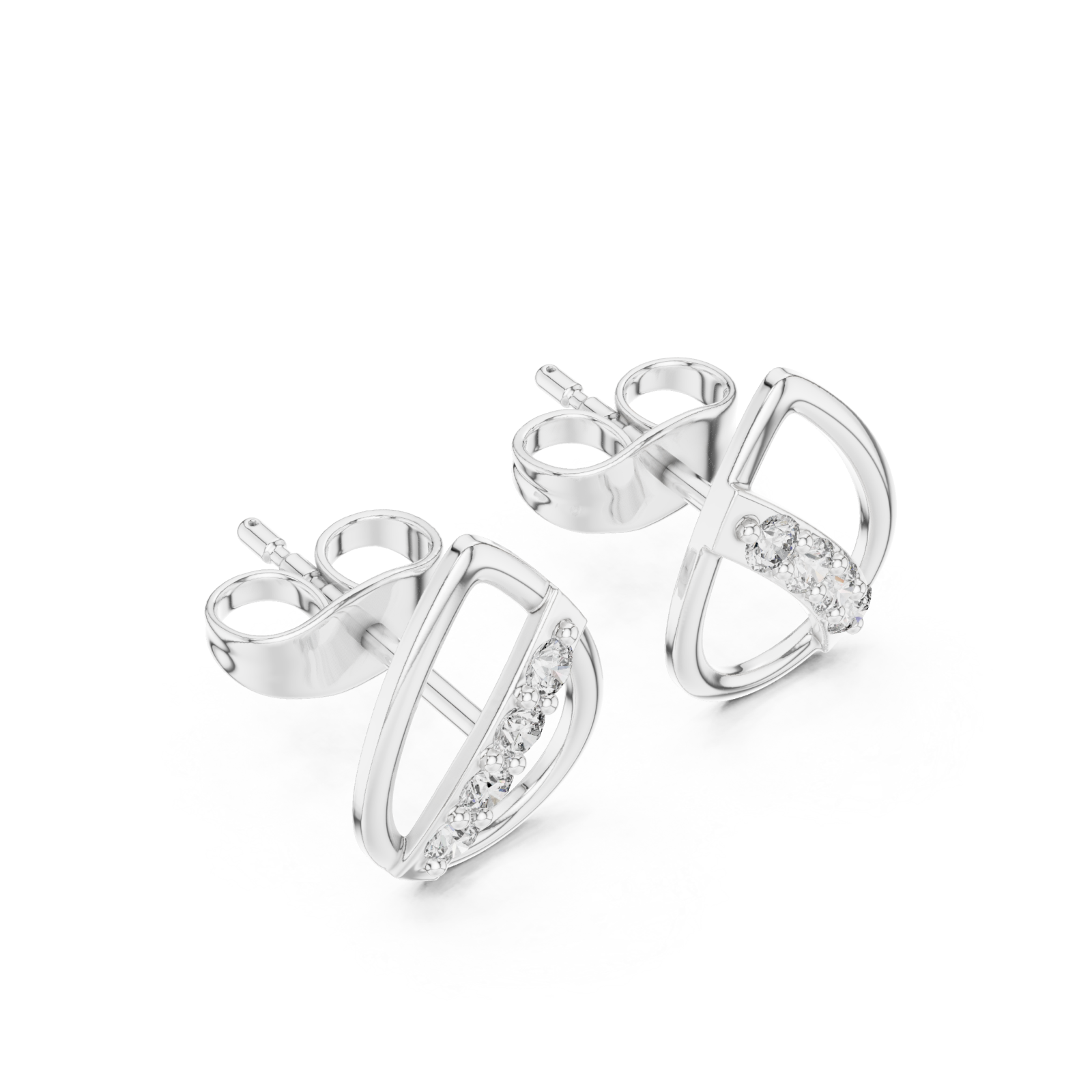  White Gold Minimalist Eclipse Openwork Studs Right View