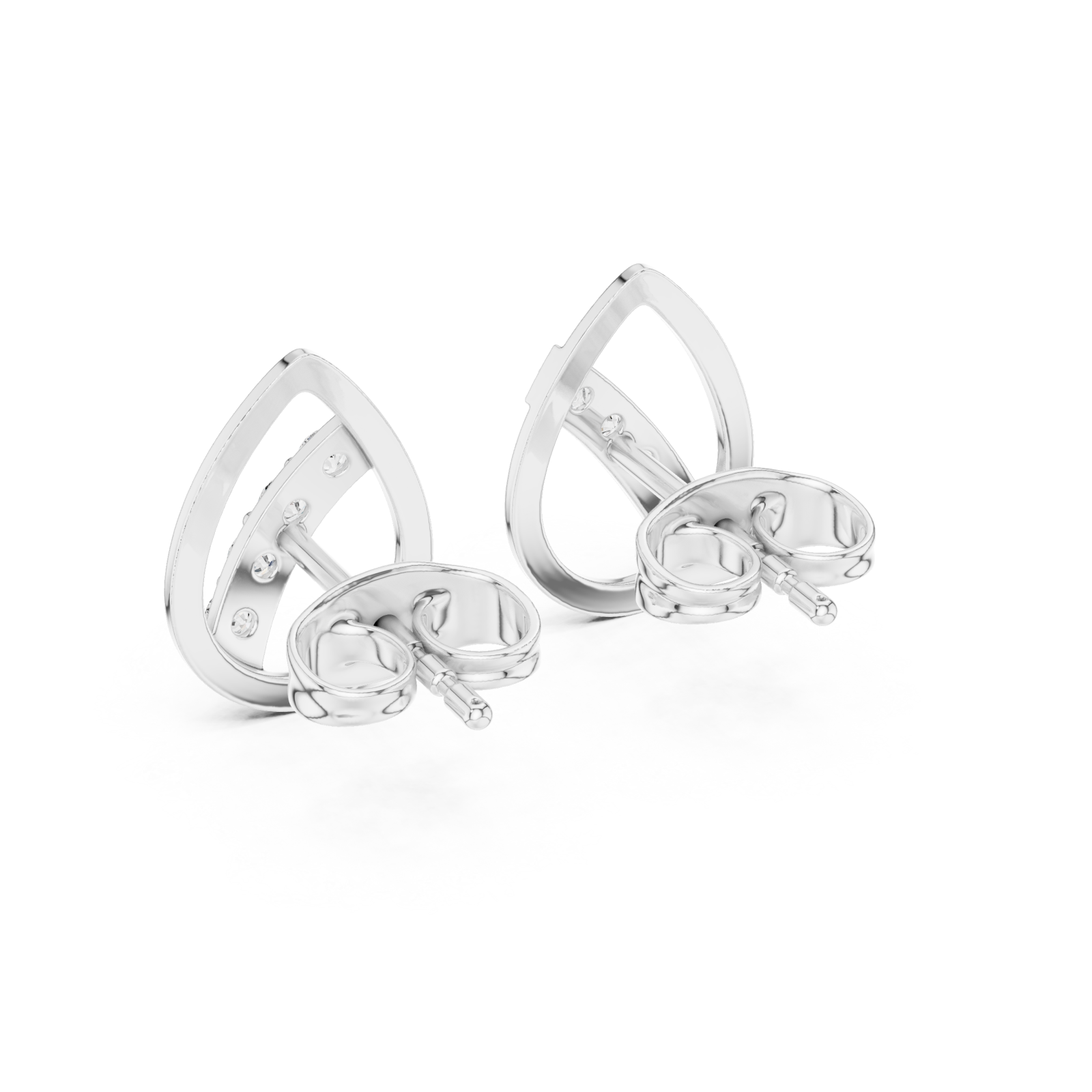  White Gold Minimalist Eclipse Openwork Studs Side View
