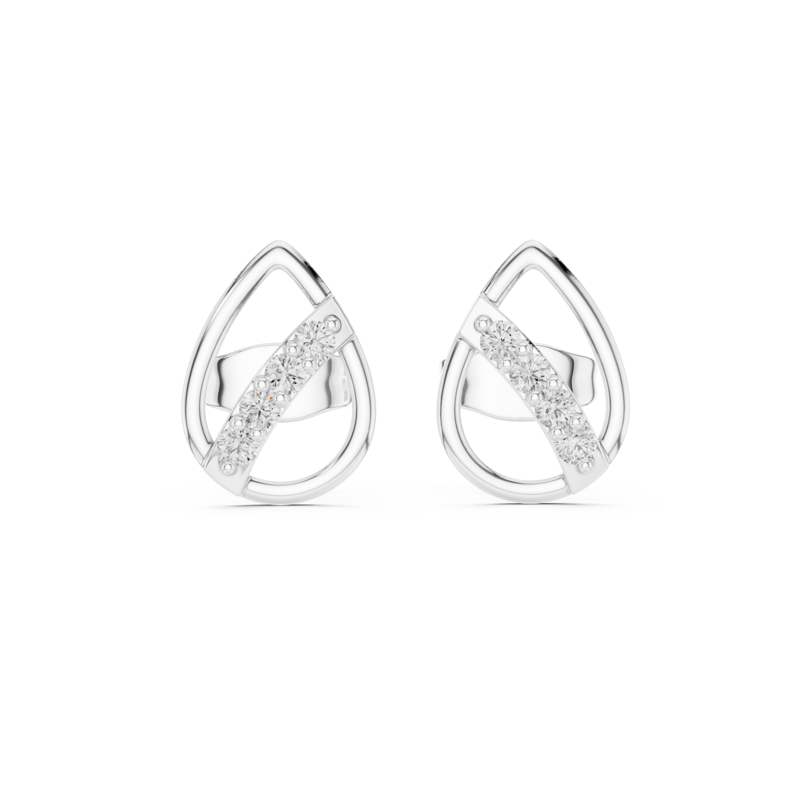  White Gold Minimalist Eclipse Openwork Studs Front View