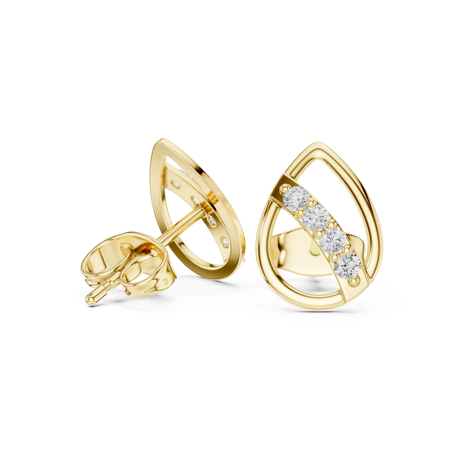  Gold Minimalist Eclipse Openwork Studs Left View