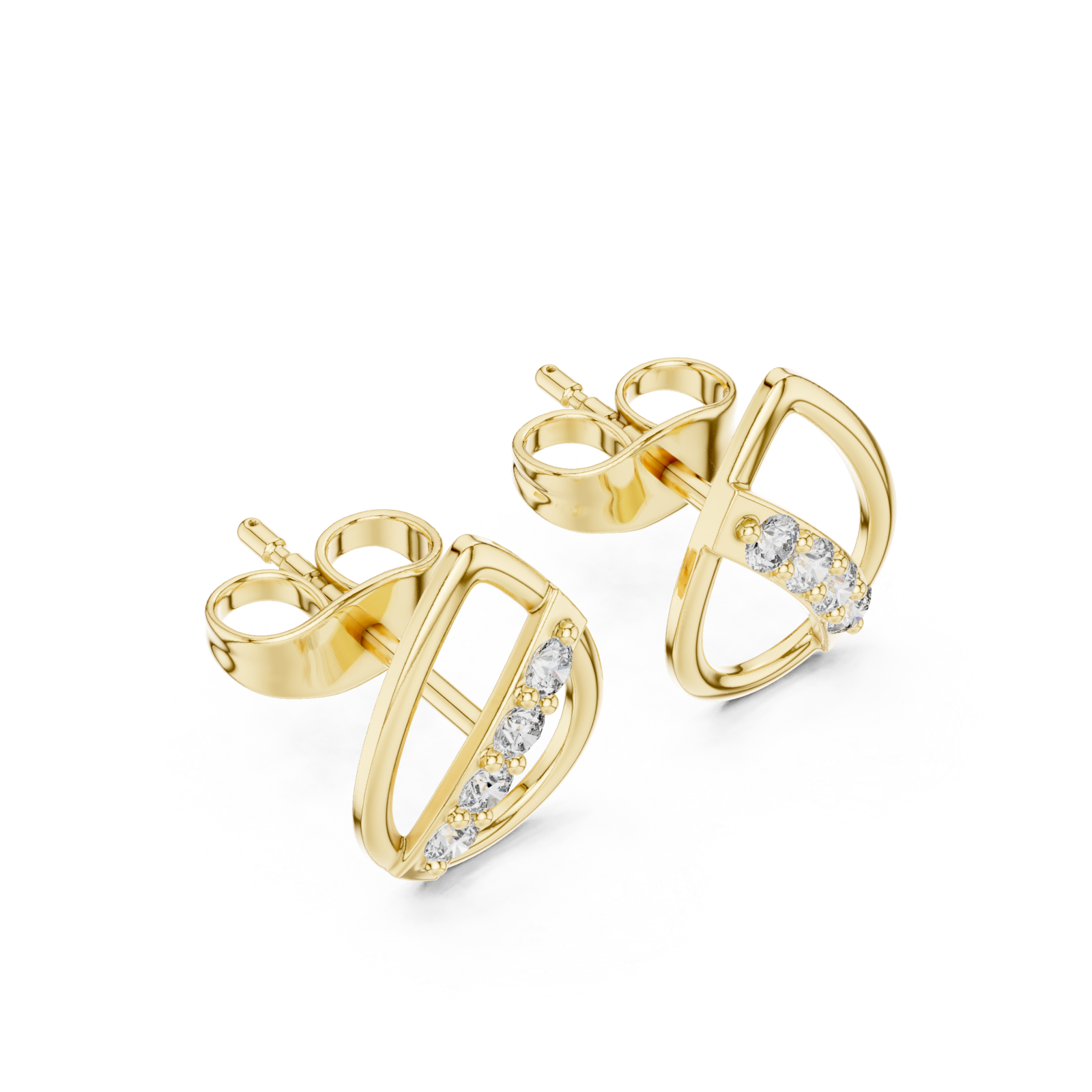 Gold Minimalist Eclipse Openwork Studs Right View