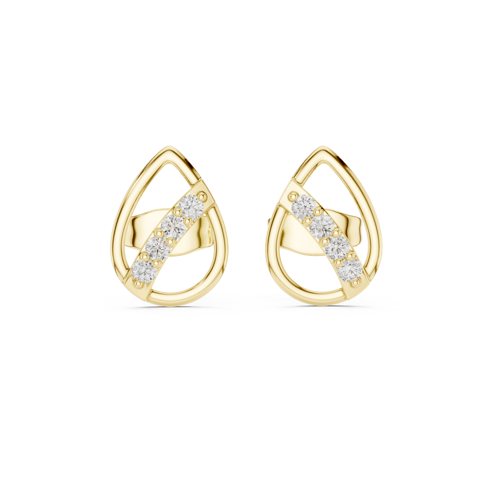  Gold Minimalist Eclipse Openwork Studs Front View