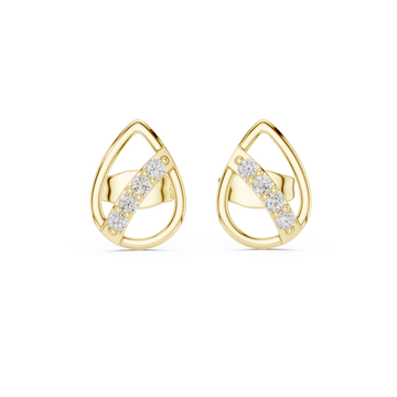  Gold Minimalist Eclipse Openwork Studs Front View