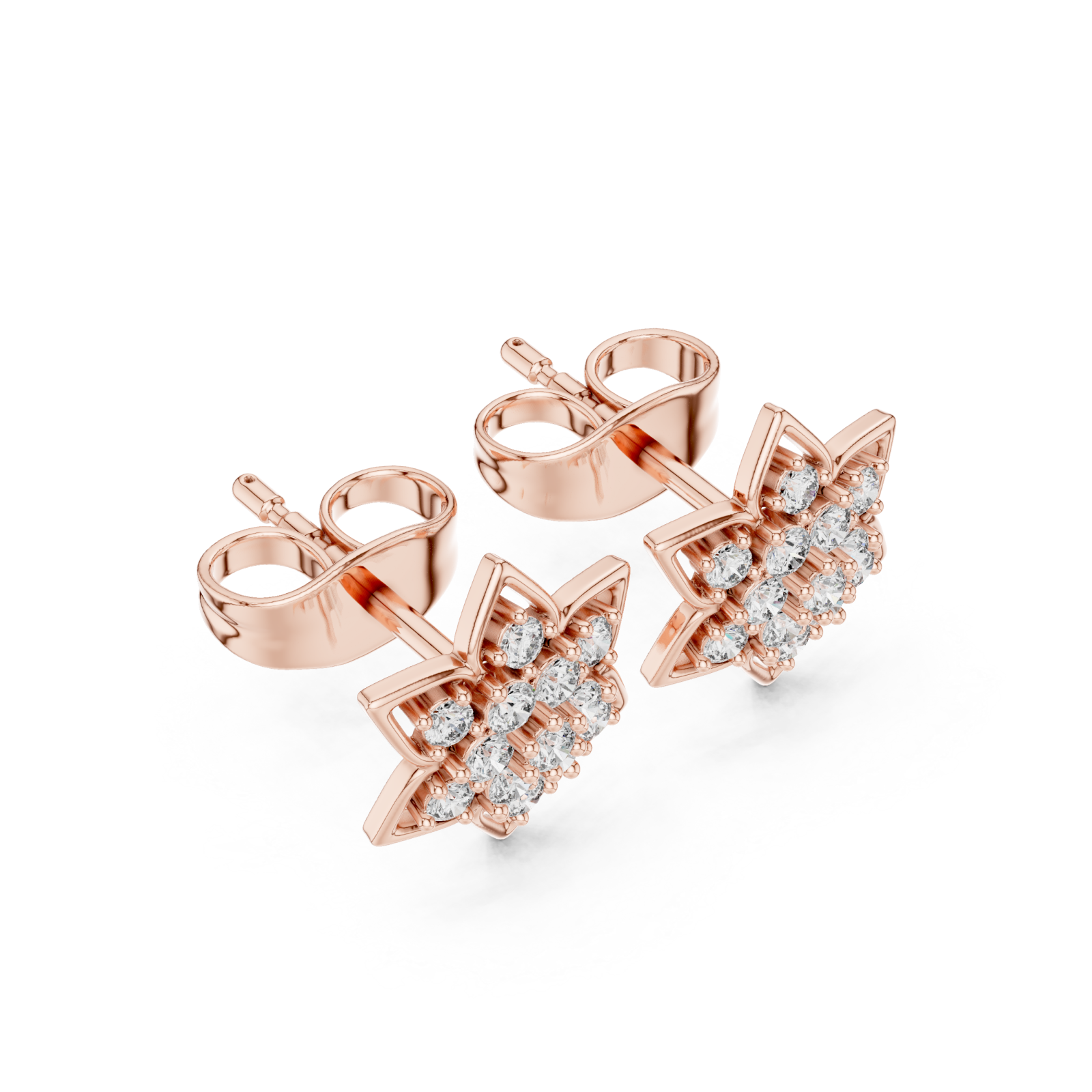  Rose Gold Classic Star Cluster Stud Earrings Right View