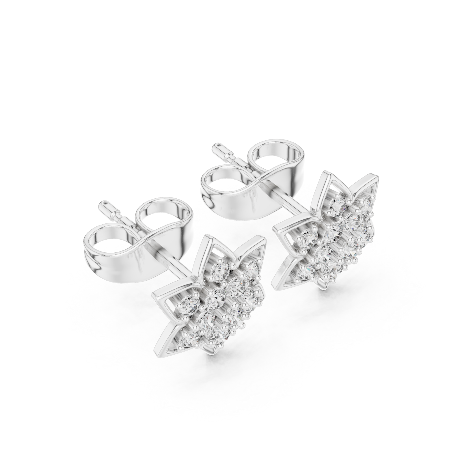  White Gold Classic Star Cluster Stud Earrings Right View