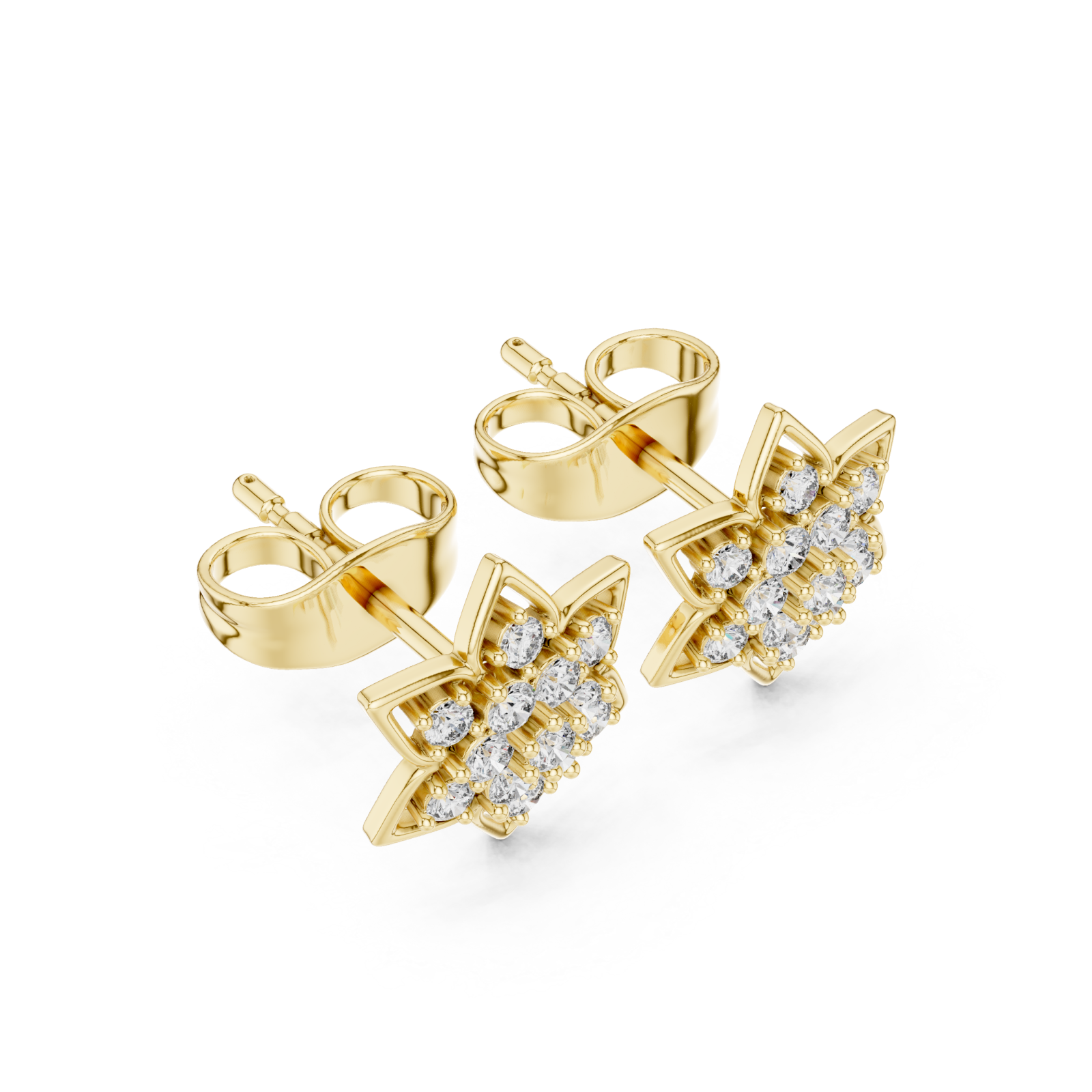 Gold Classic Star Cluster Stud Earrings Right View