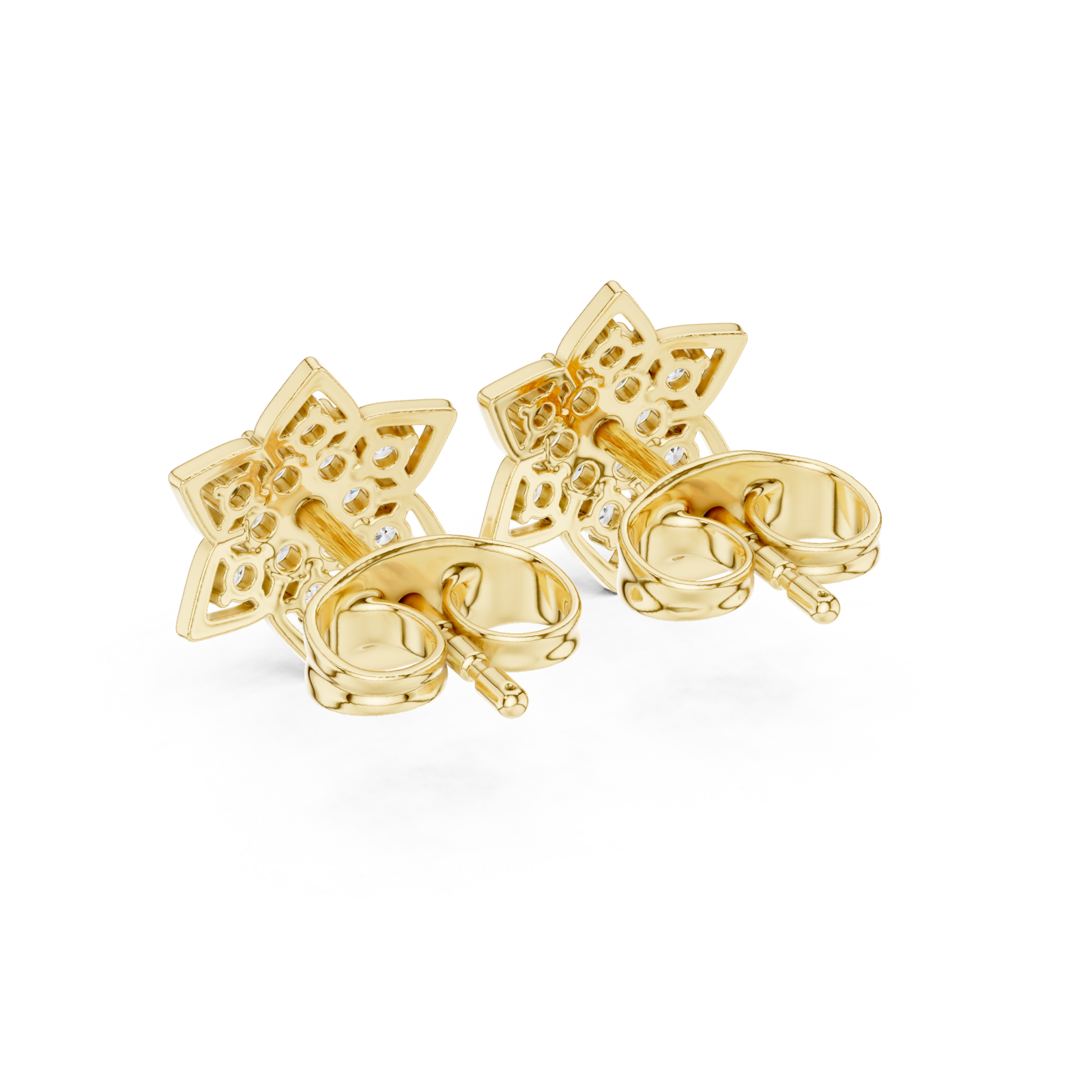  Gold Classic Star Cluster Stud Earrings Side View