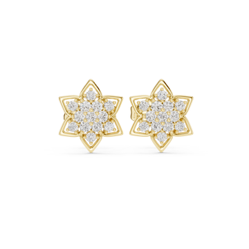 Gold Classic Star Cluster Stud Earrings Front View