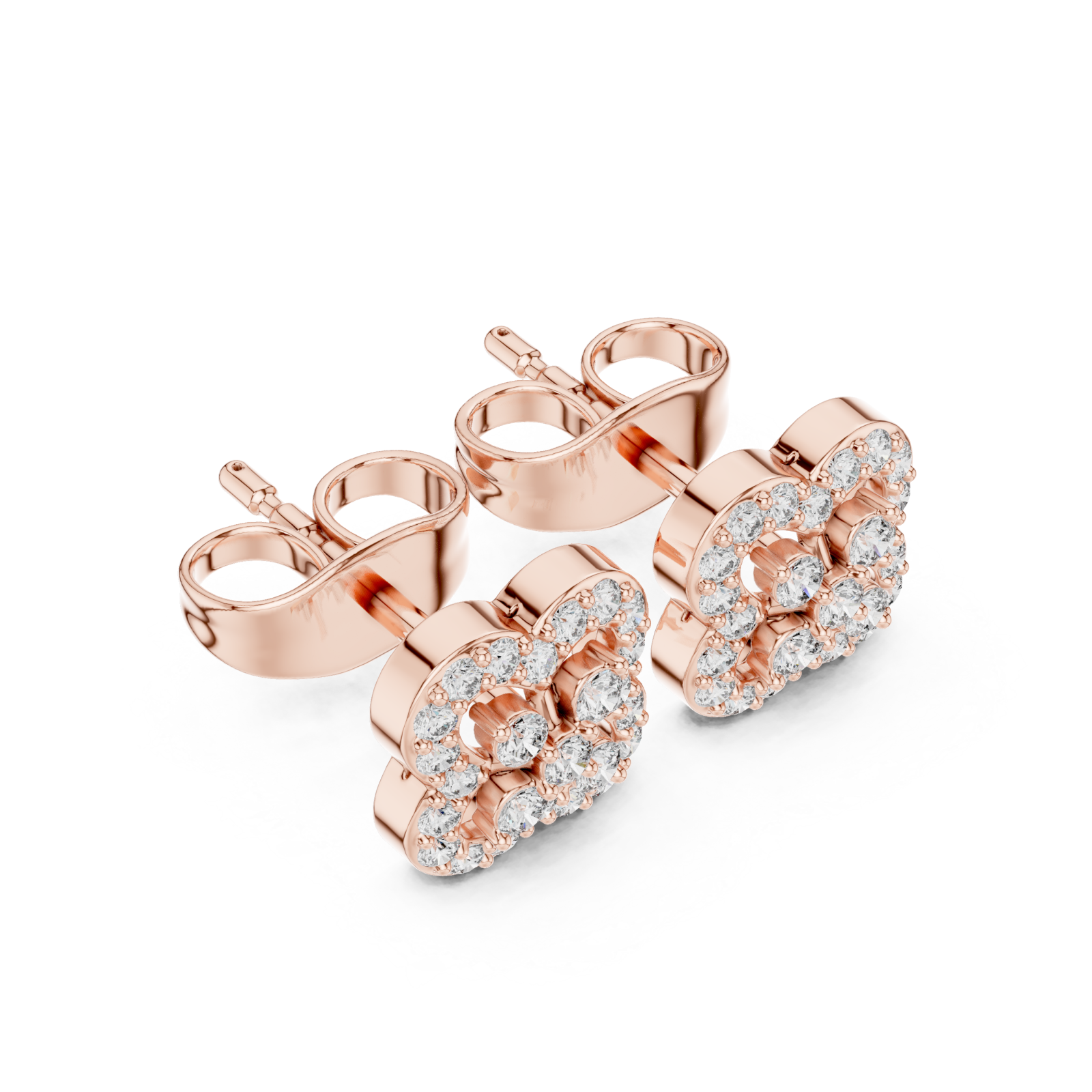  Rose Gold Opulent Luster Mosaic Flower Studs Right View