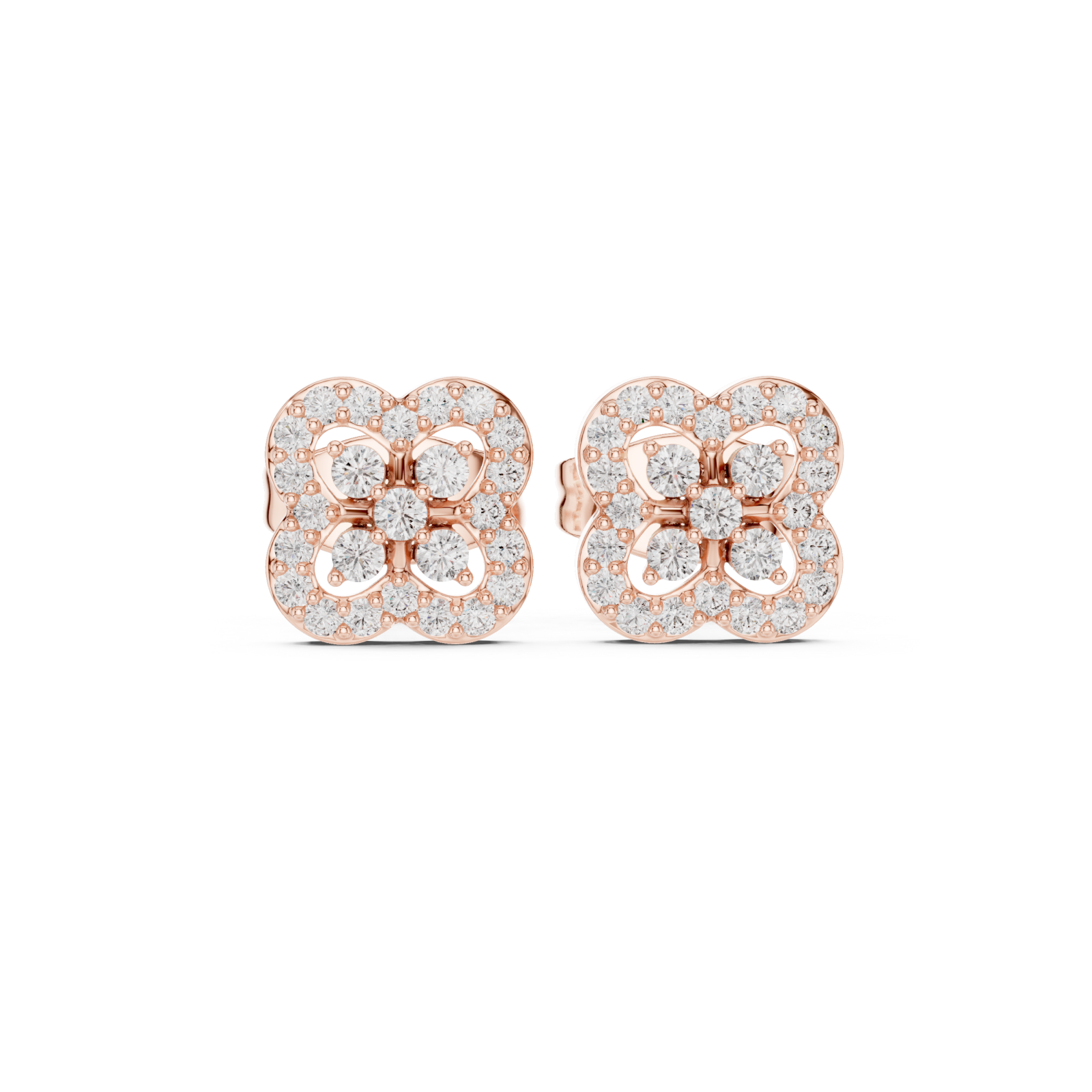  Rose Gold Opulent Luster Mosaic Flower Studs Front View