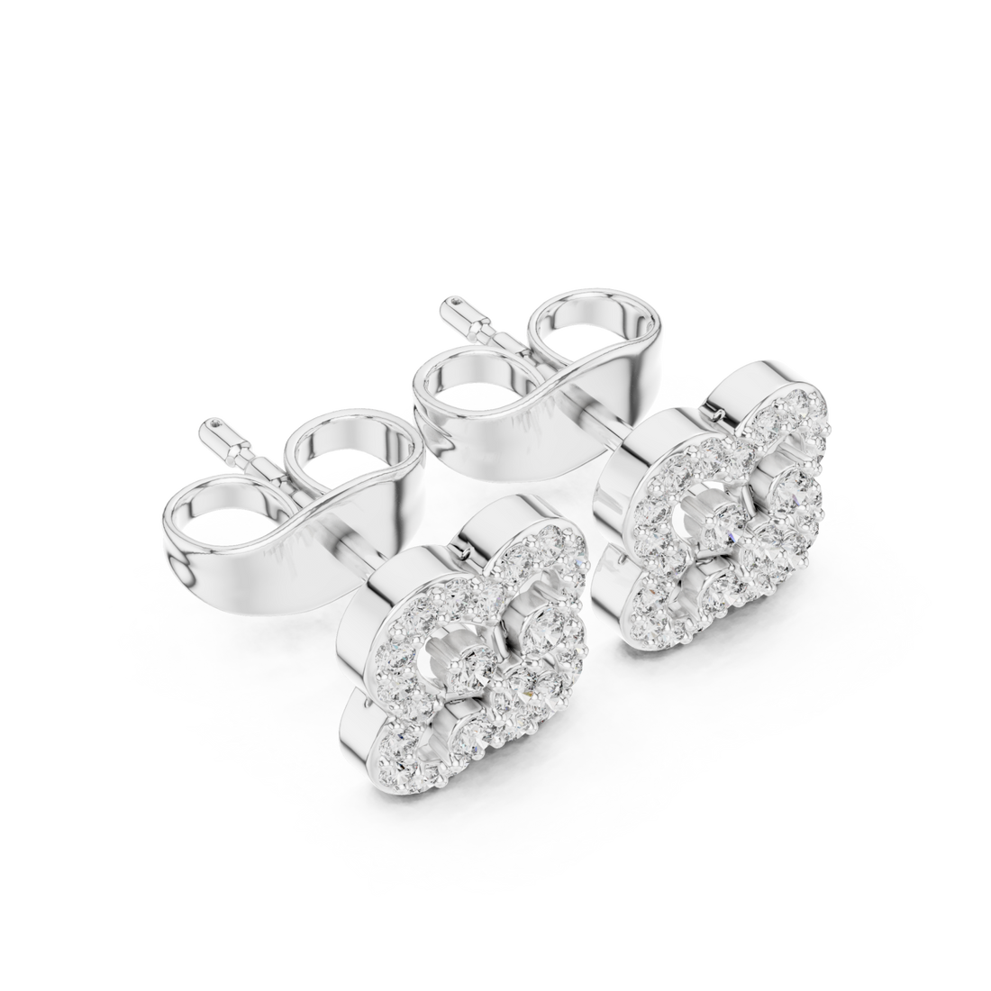  White Gold Opulent Luster Mosaic Flower Studs Right View