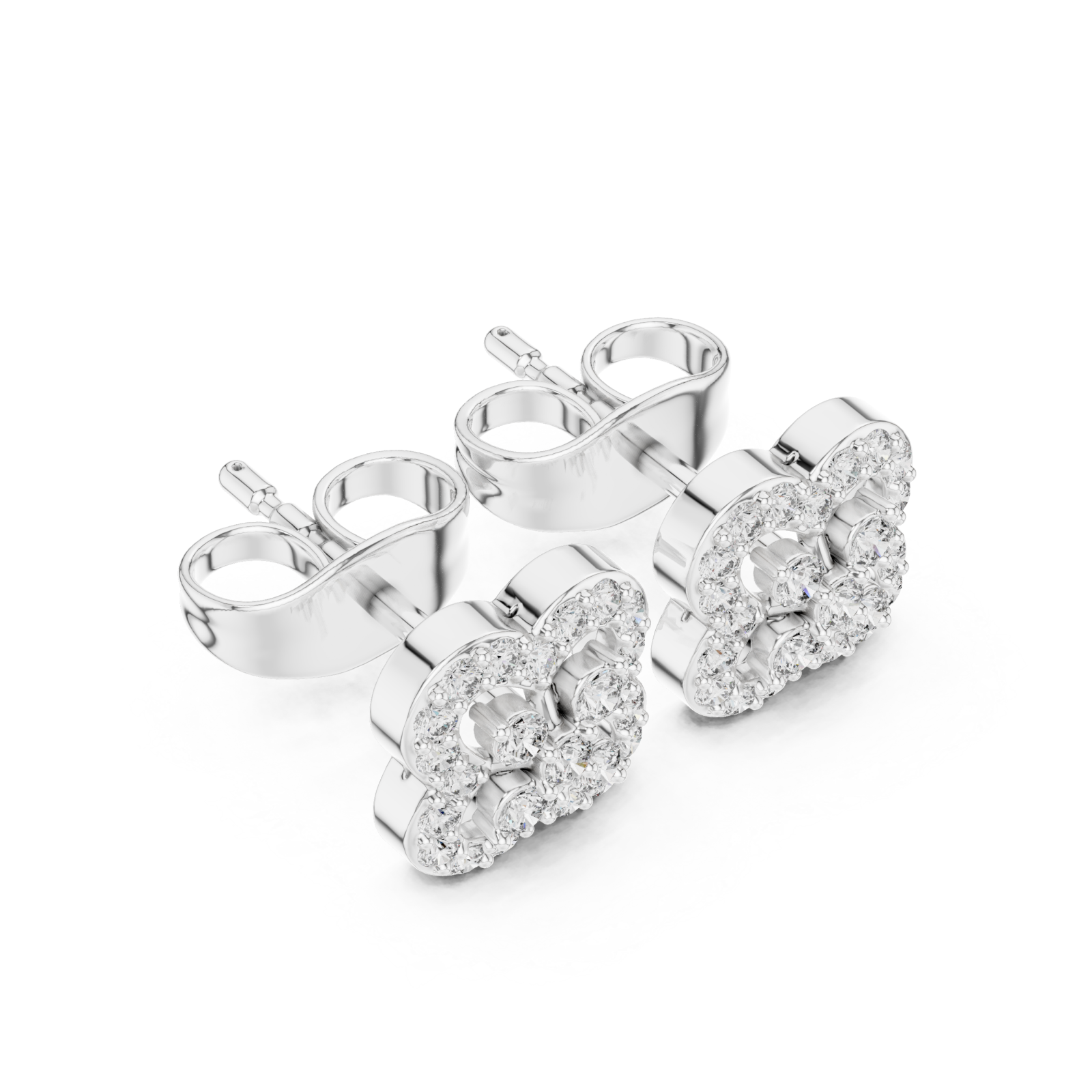  White Gold Opulent Luster Mosaic Flower Studs Right View