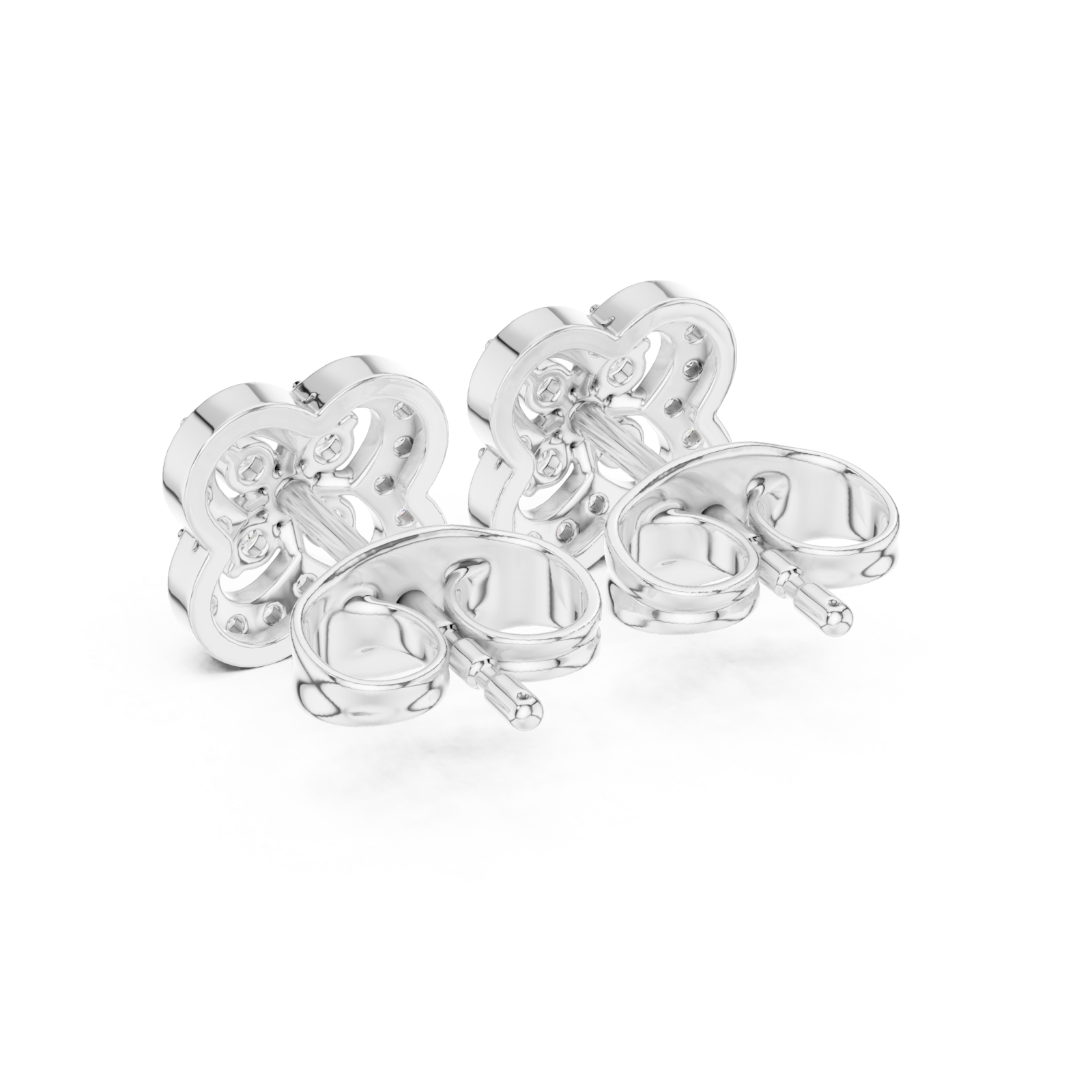  White Gold Opulent Luster Mosaic Flower Studs Side View