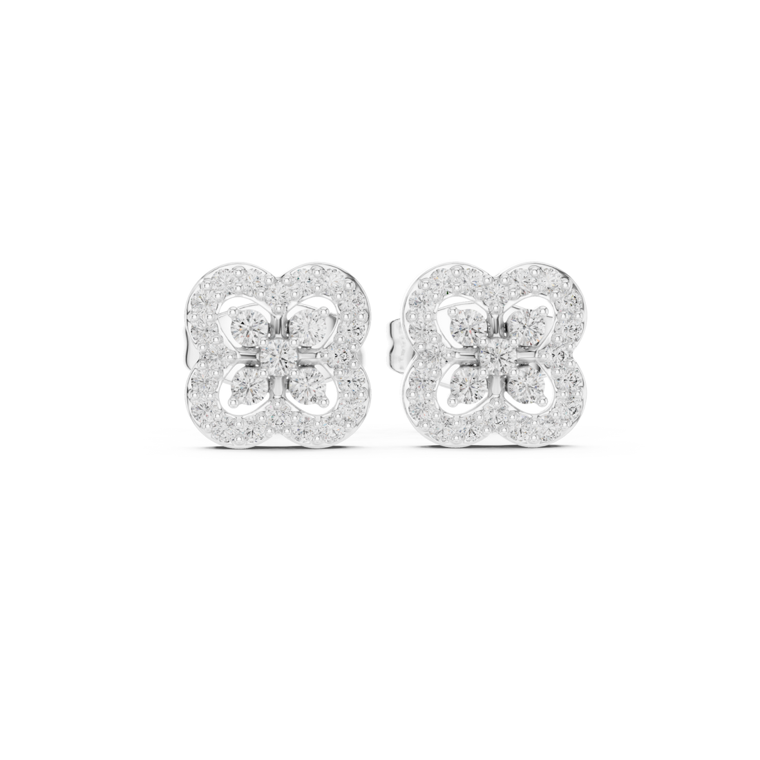  White Gold Opulent Luster Mosaic Flower Studs Right View