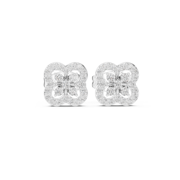  White Gold Opulent Luster Mosaic Flower Studs Front View