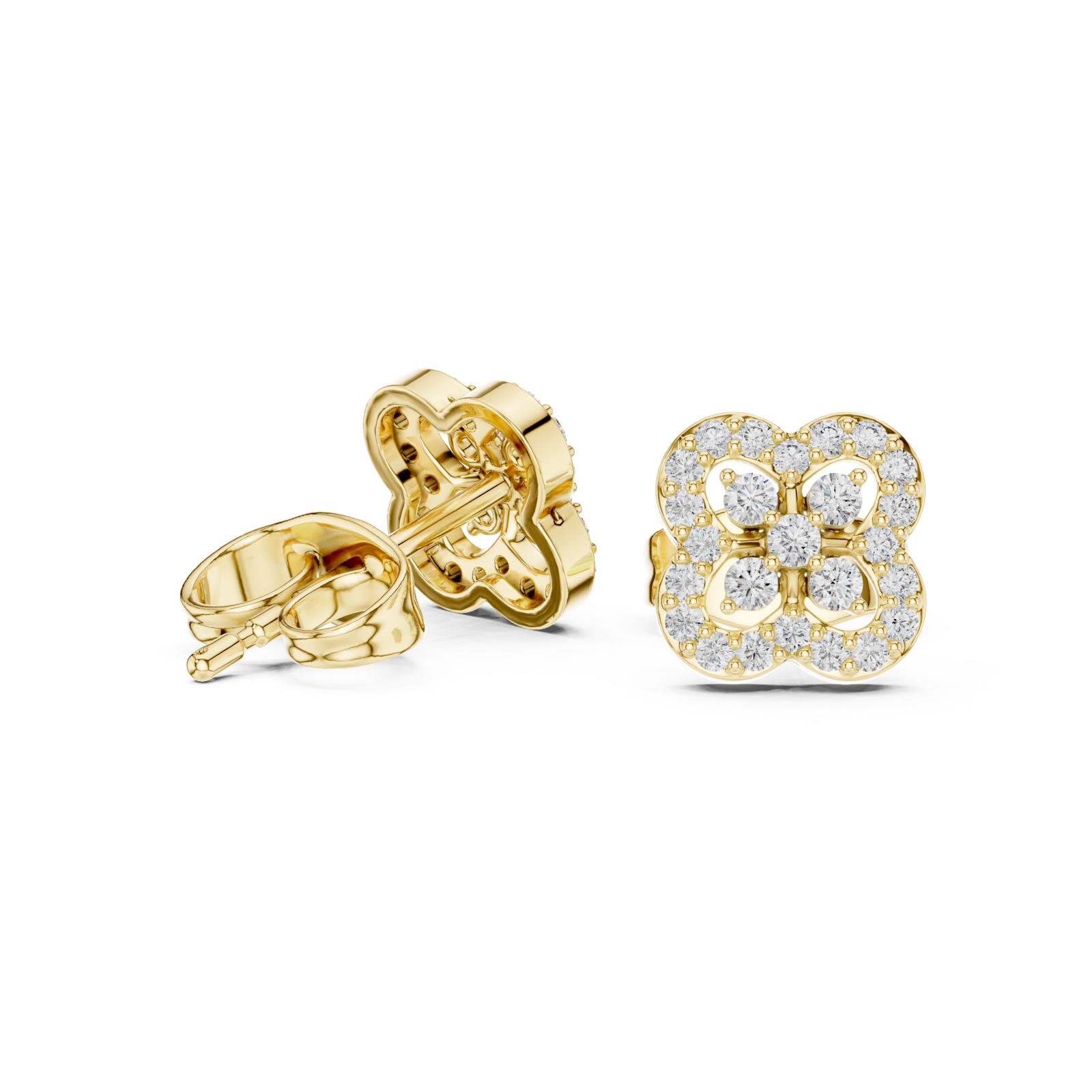  Gold Opulent Luster Mosaic Flower Studs Left View