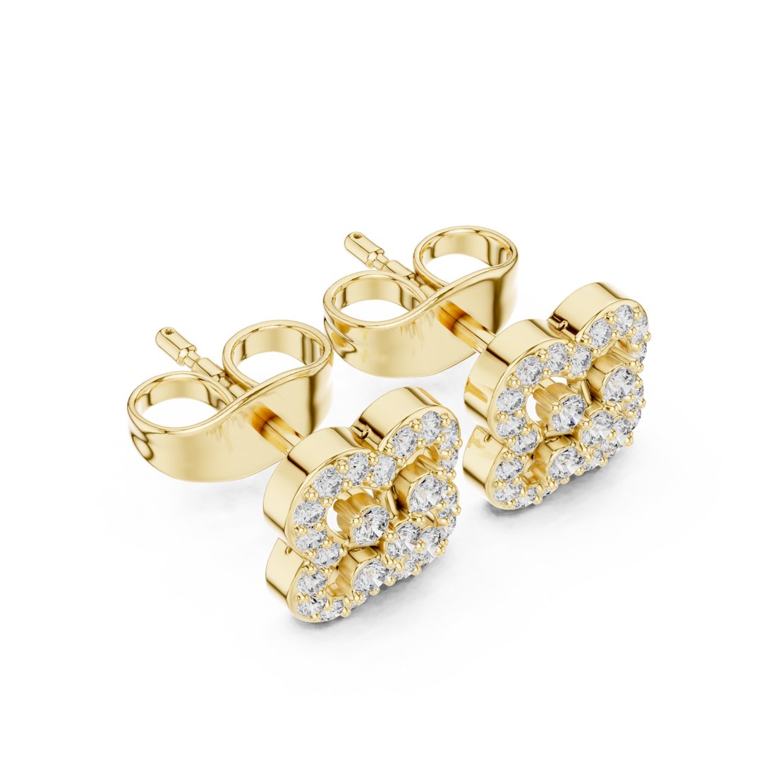 Gold Opulent Luster Mosaic Flower Studs Right View