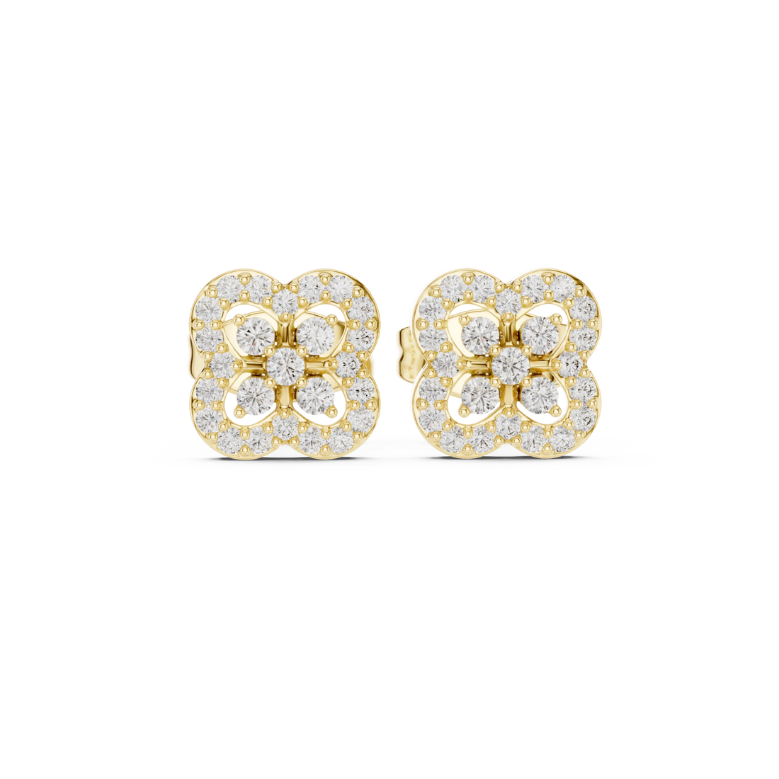 Gold Opulent Luster Mosaic Flower Studs Right View