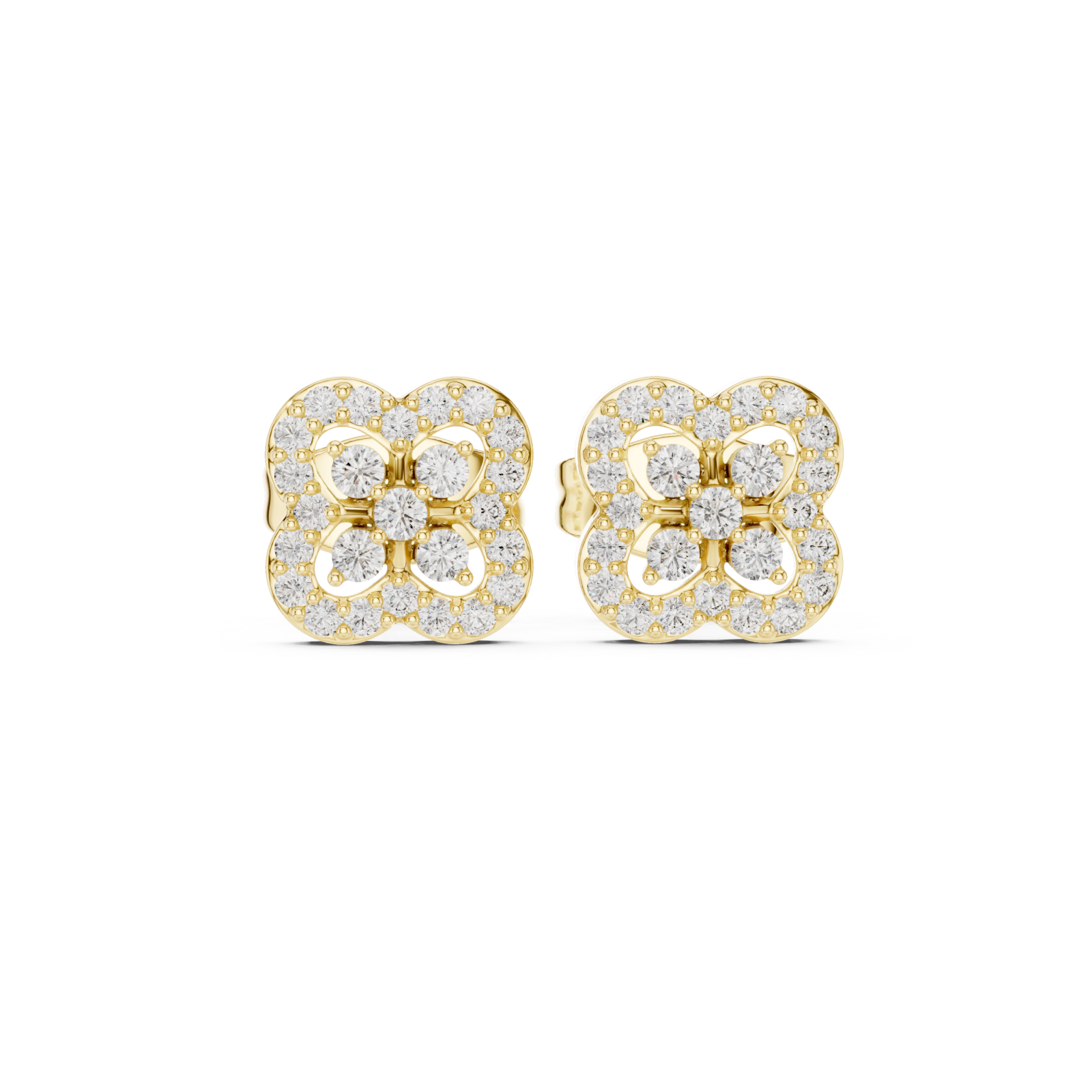  Gold Opulent Luster Mosaic Flower Studs Front View