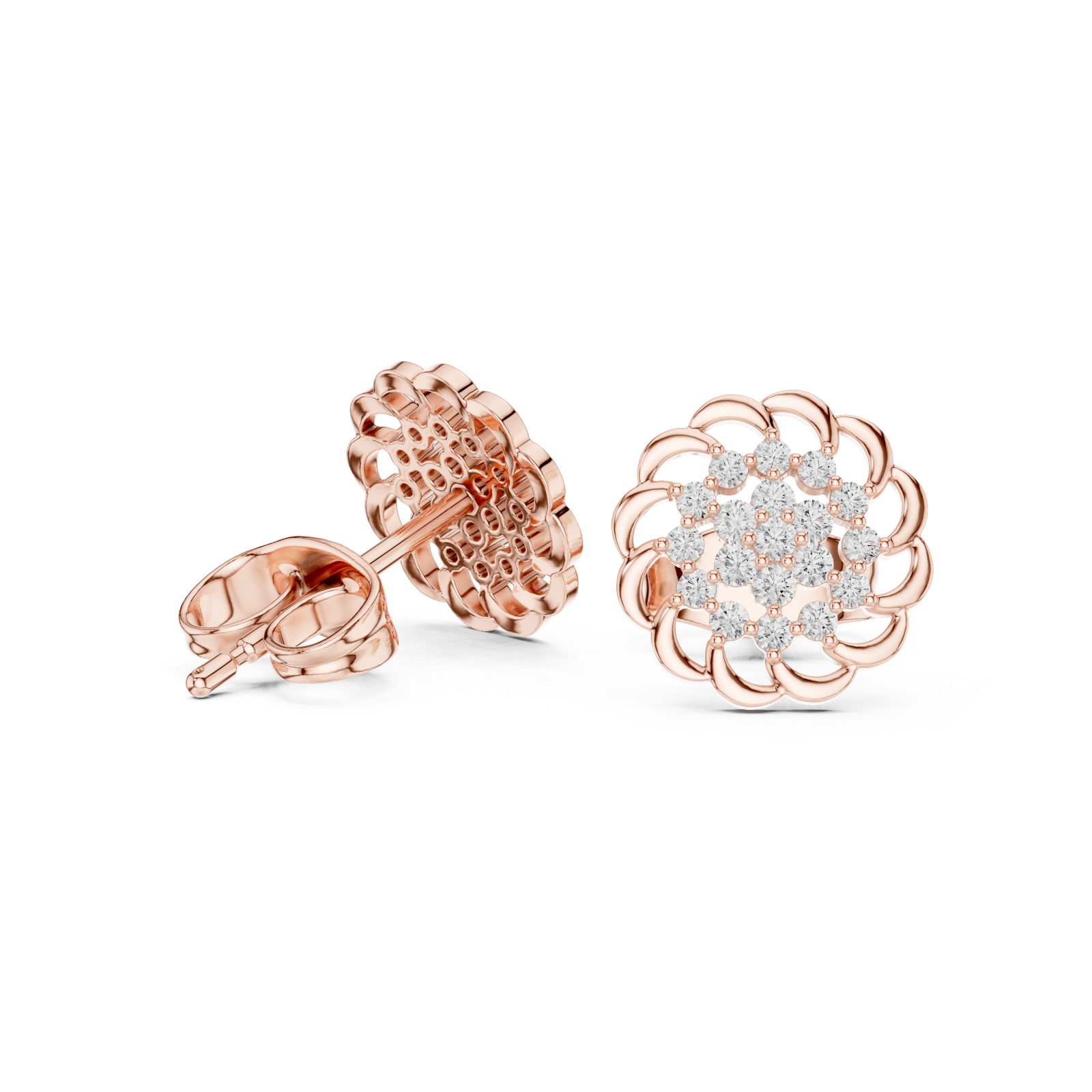 Rose Gold Celestial Reflection Petite Stud Earrings Left View