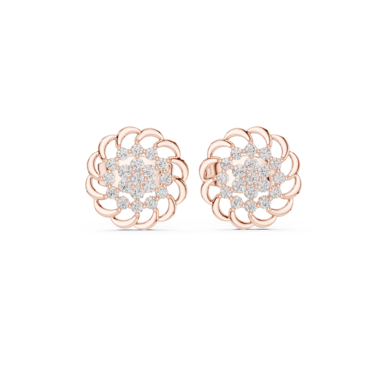  Rose Gold Celestial Reflection Petite Stud Earrings Front View