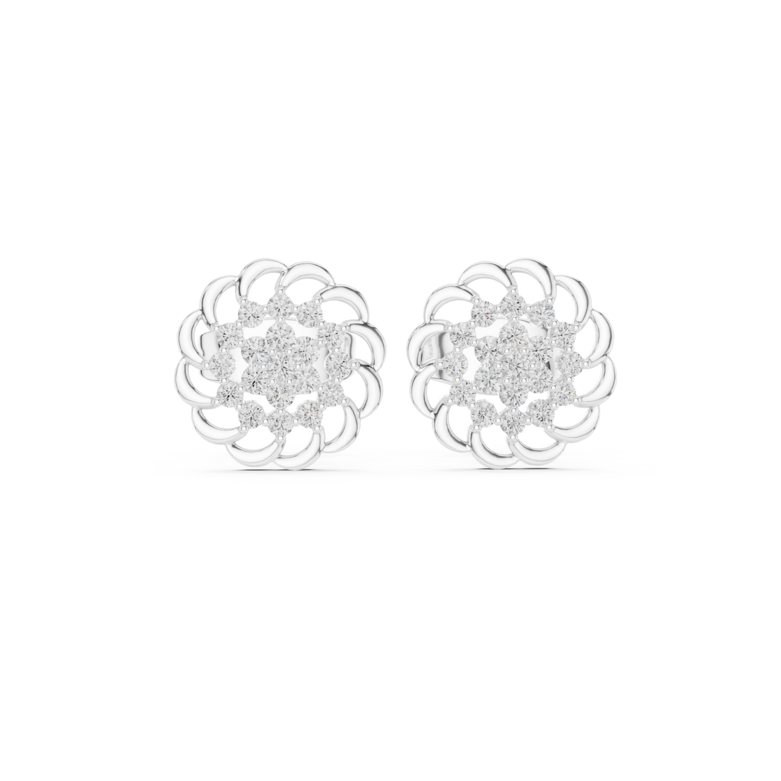  White Gold Celestial Reflection Petite Stud Earrings Right View