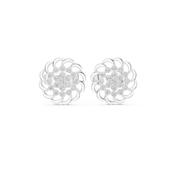  White Gold Celestial Reflection Petite Stud Earrings Front View