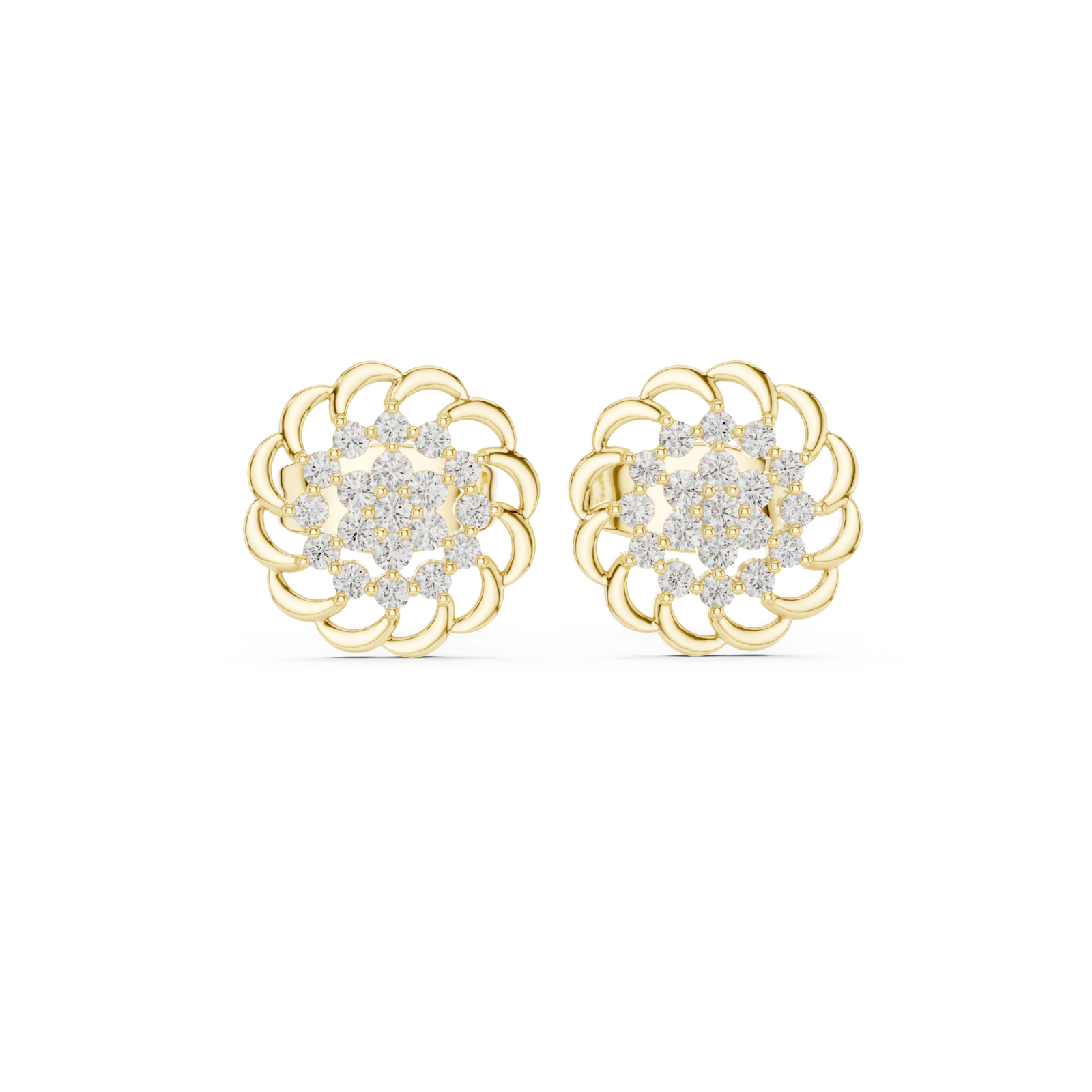  Gold Celestial Reflection Petite Stud Earrings Front View