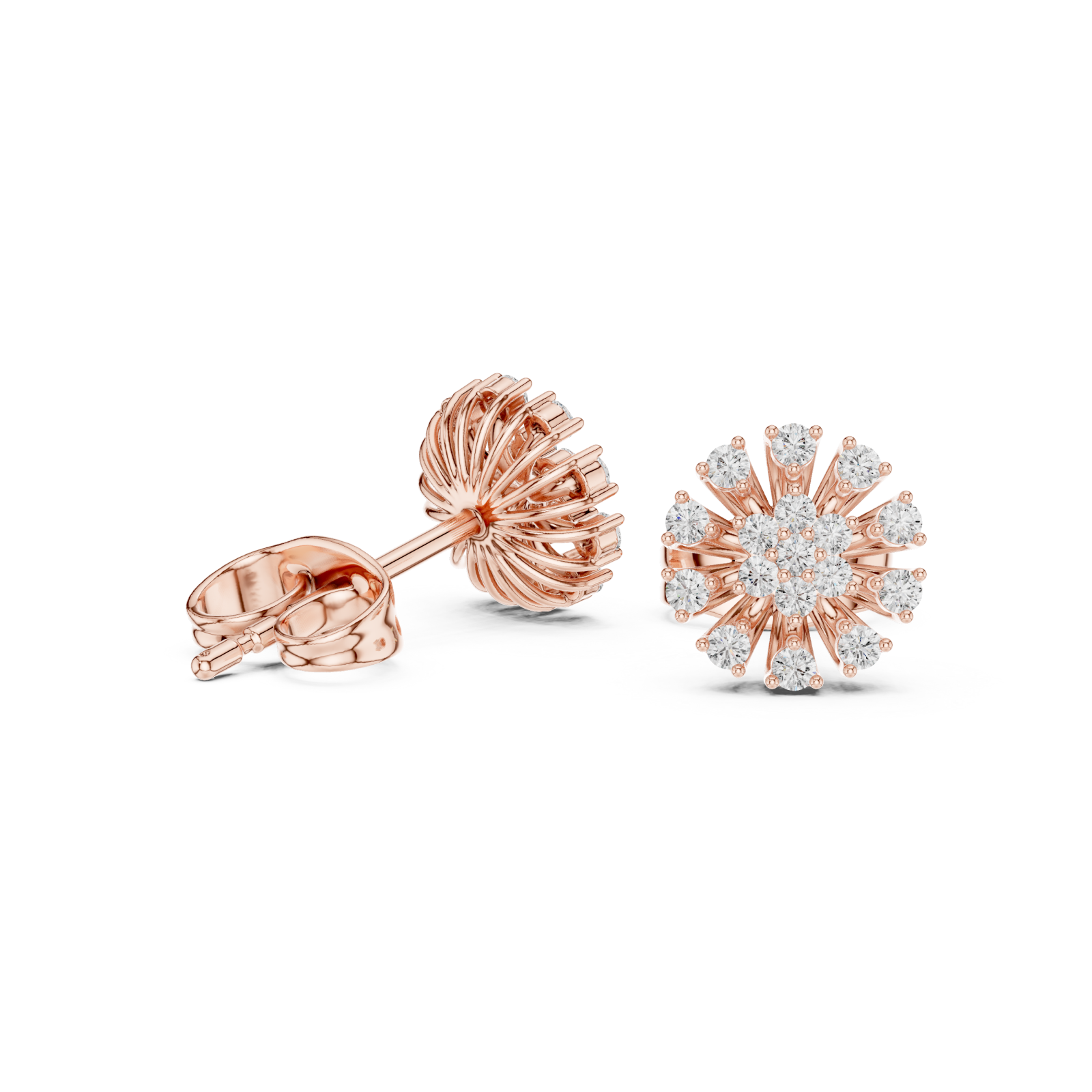  Rose Gold Pure Halo Studs Left View