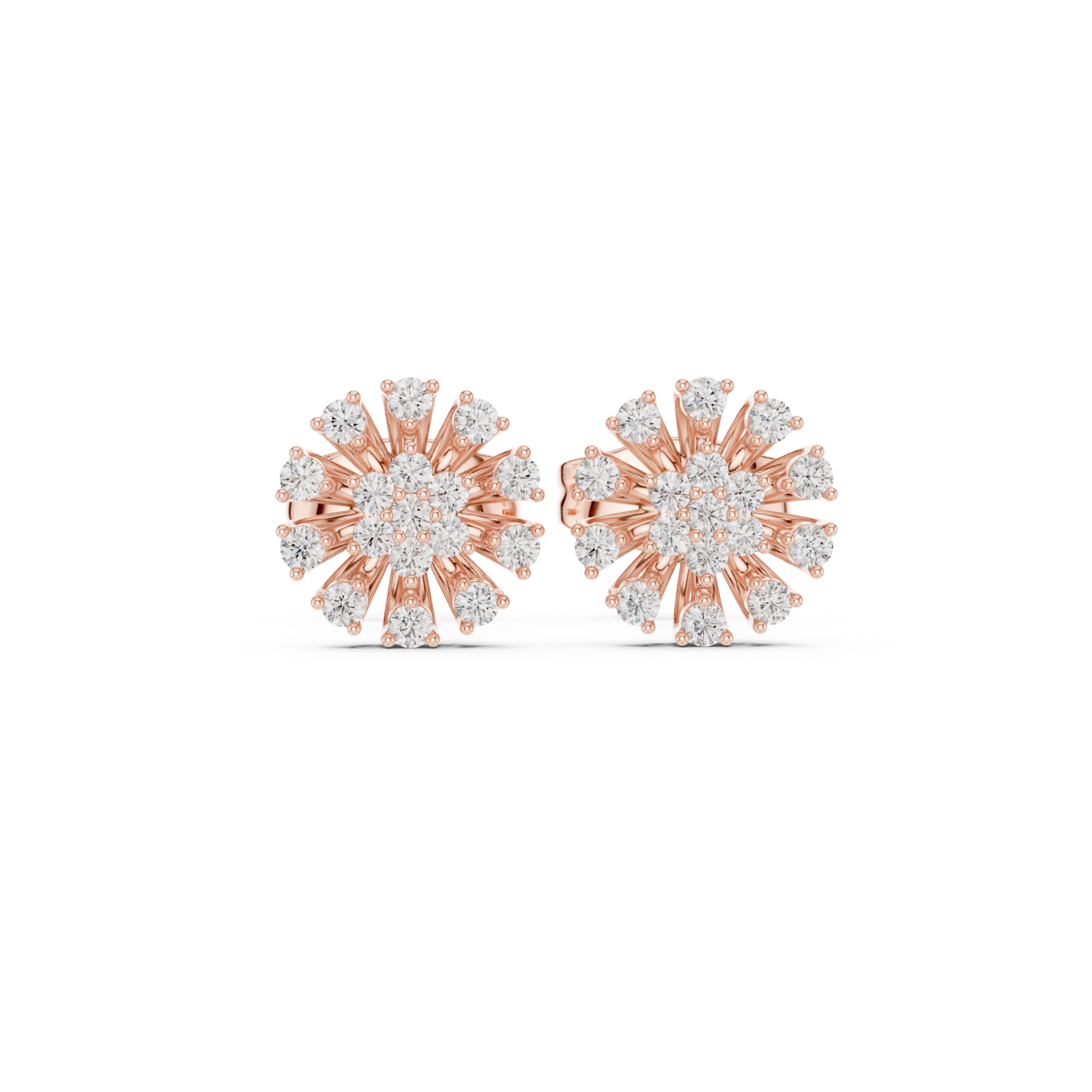  Rose Gold Pure Halo Studs Front View