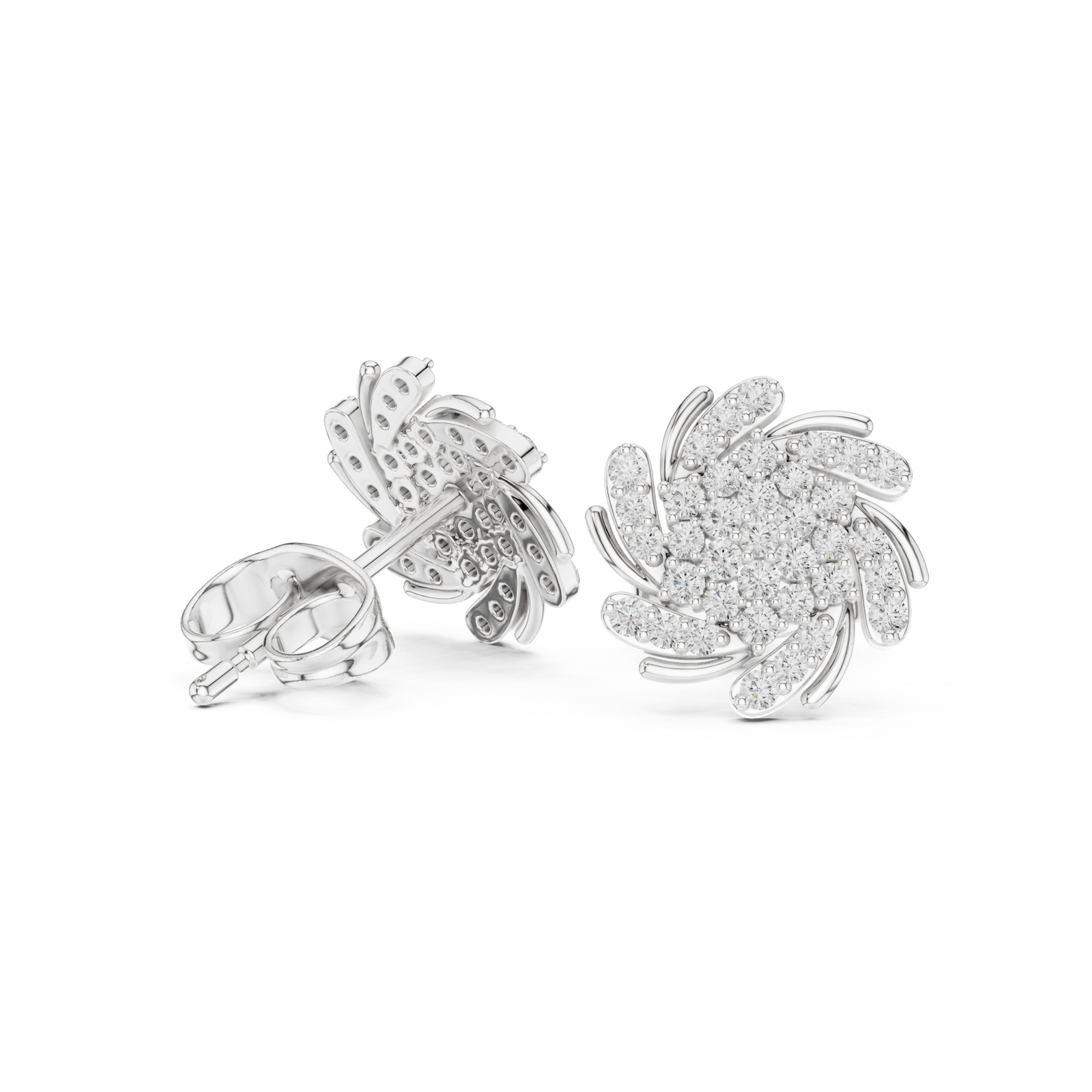  White Gold Classic Whisper Studs Left View