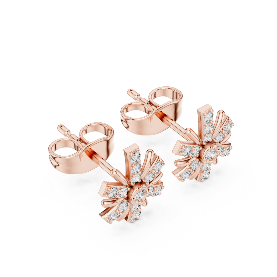  Rose Gold Radiant Petal Bloom Stud Earrings Right View