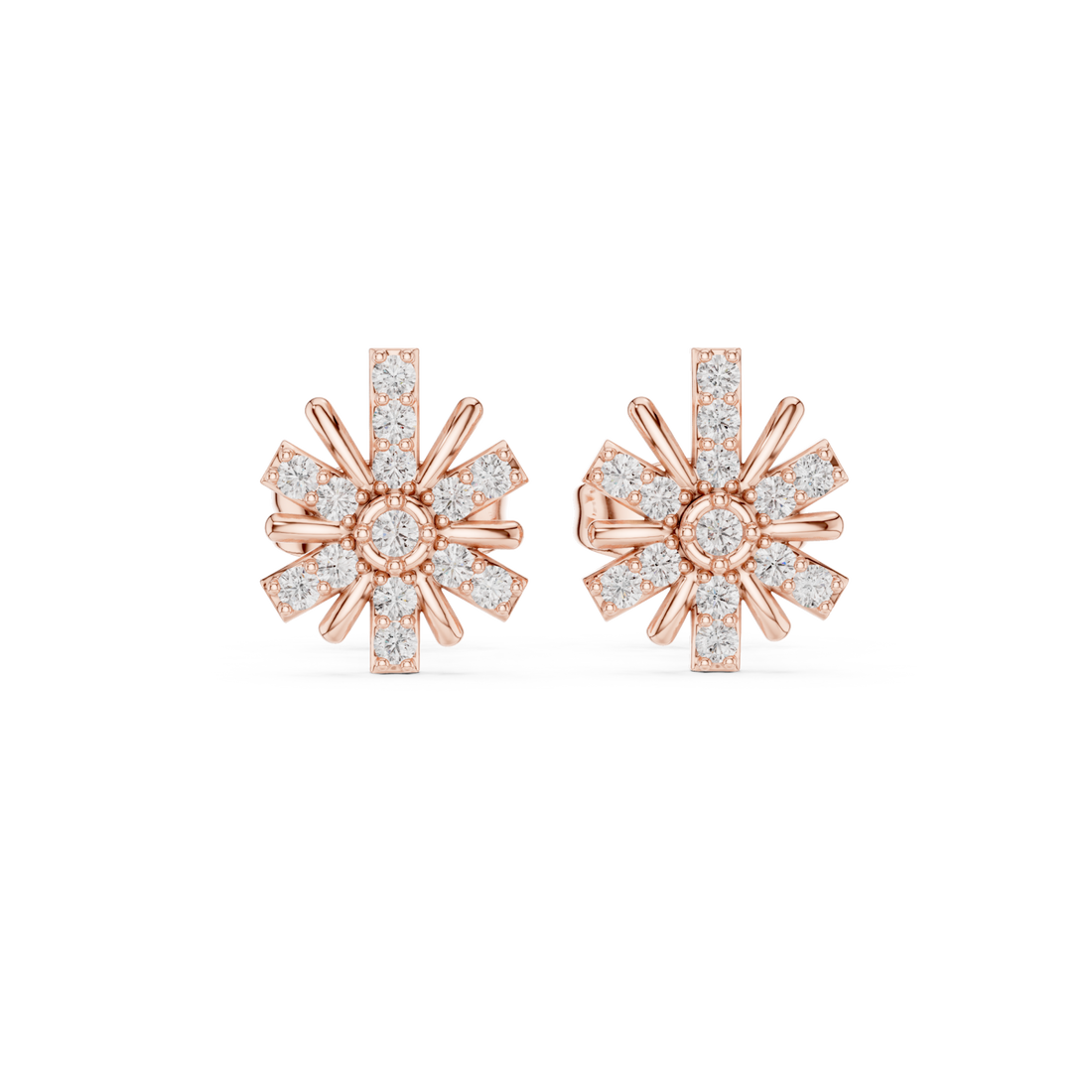  Rose Gold Radiant Petal Bloom Stud Earrings Right View