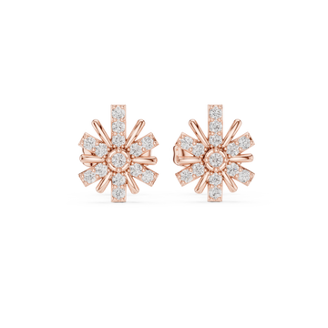  Rose Gold Radiant Petal Bloom Stud Earrings Front View