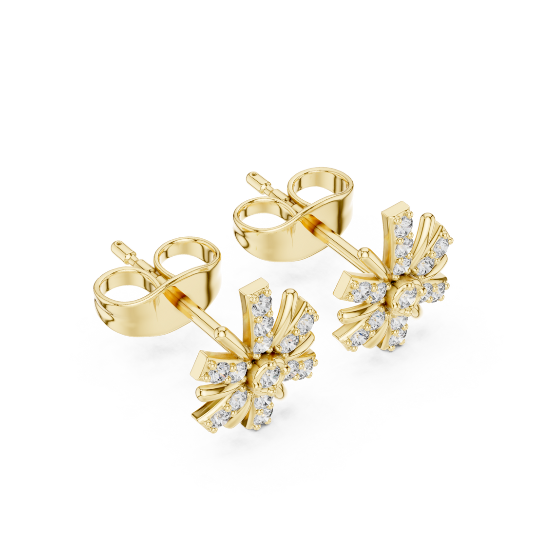 Gold Radiant Petal Bloom Stud Earrings Right View