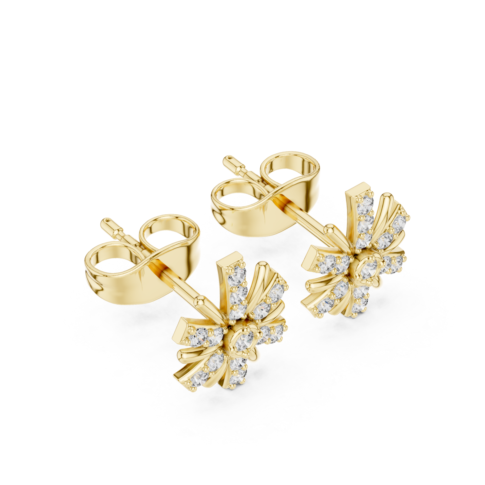 Gold Radiant Petal Bloom Stud Earrings Right View