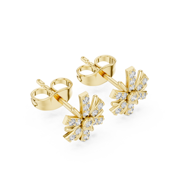 Gold Radiant Petal Bloom Stud Earrings Right View