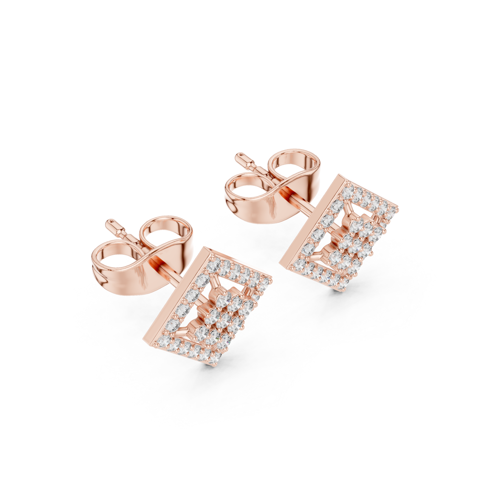  Rose Gold Classic Cluster Sparkle Studs Right View