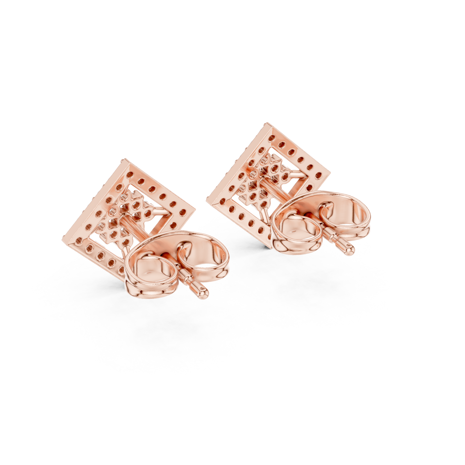  Rose Gold Classic Cluster Sparkle Studs Side View