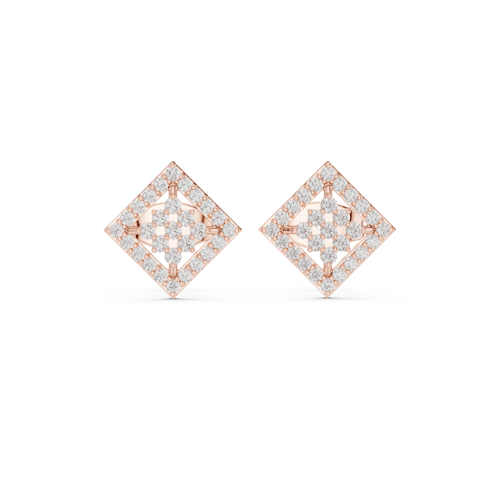  Rose Gold Classic Cluster Sparkle Studs Front View