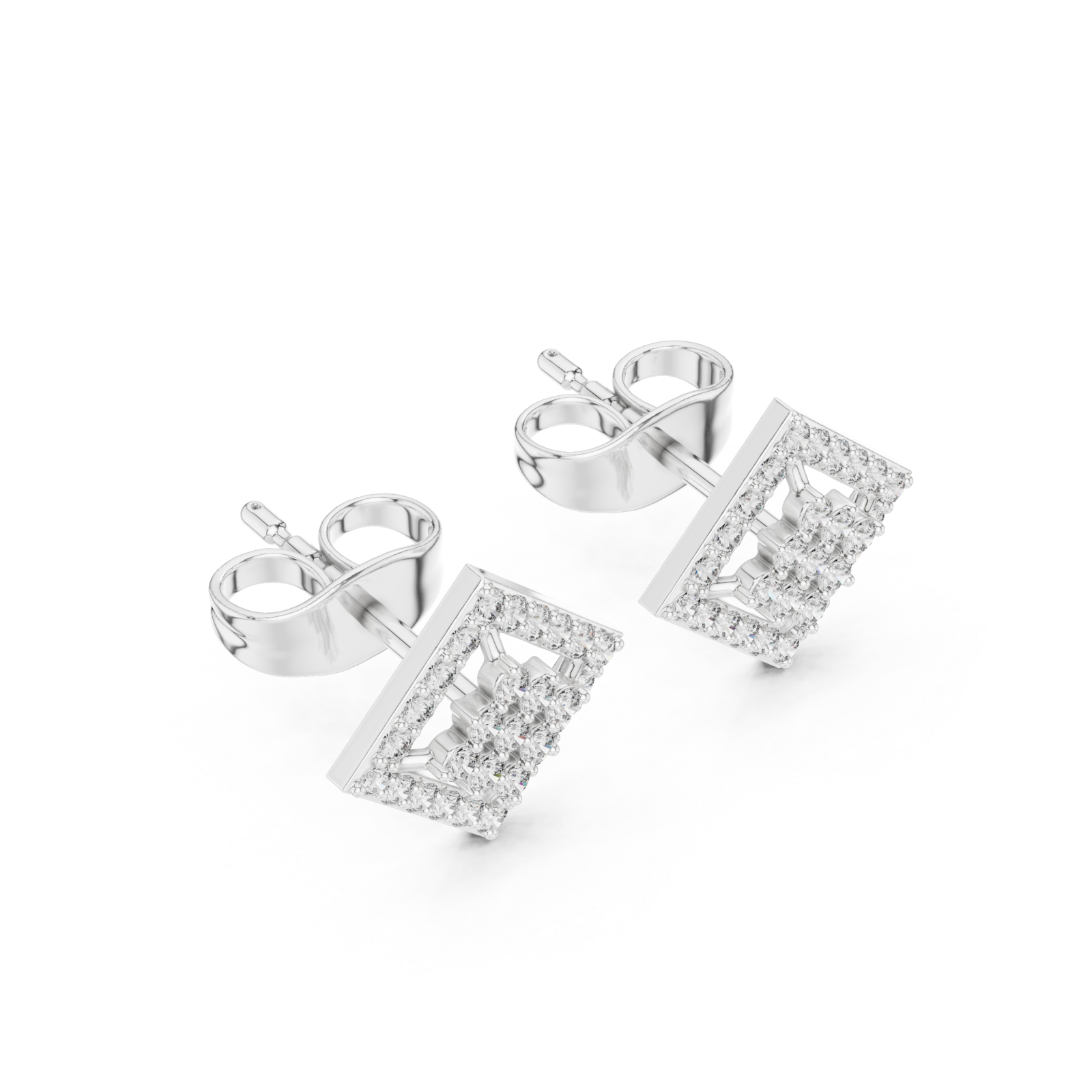  White Gold Classic Cluster Sparkle Studs Right View