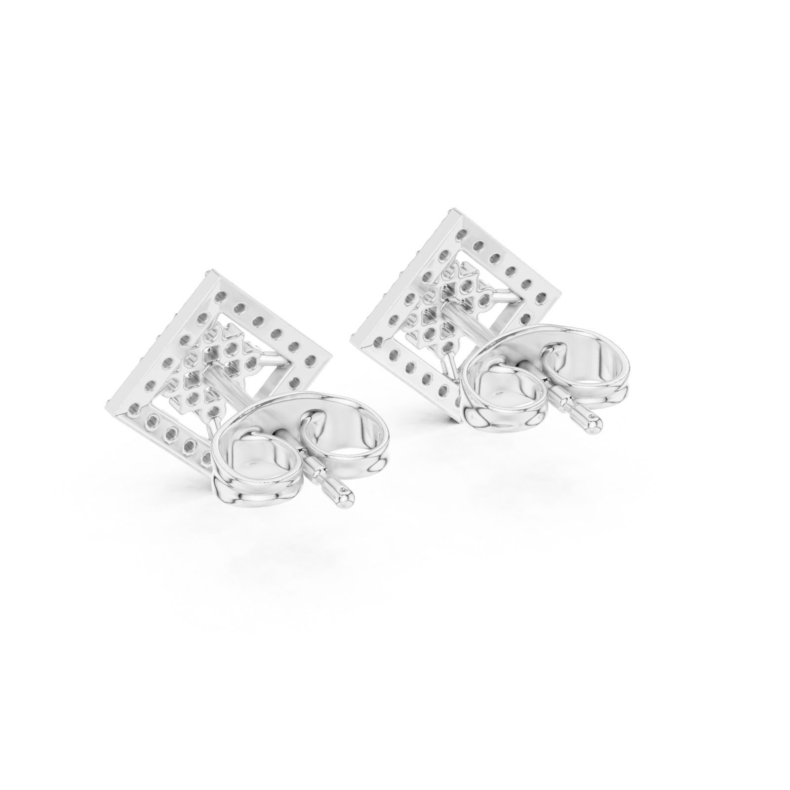  White Gold Classic Cluster Sparkle Studs Side View