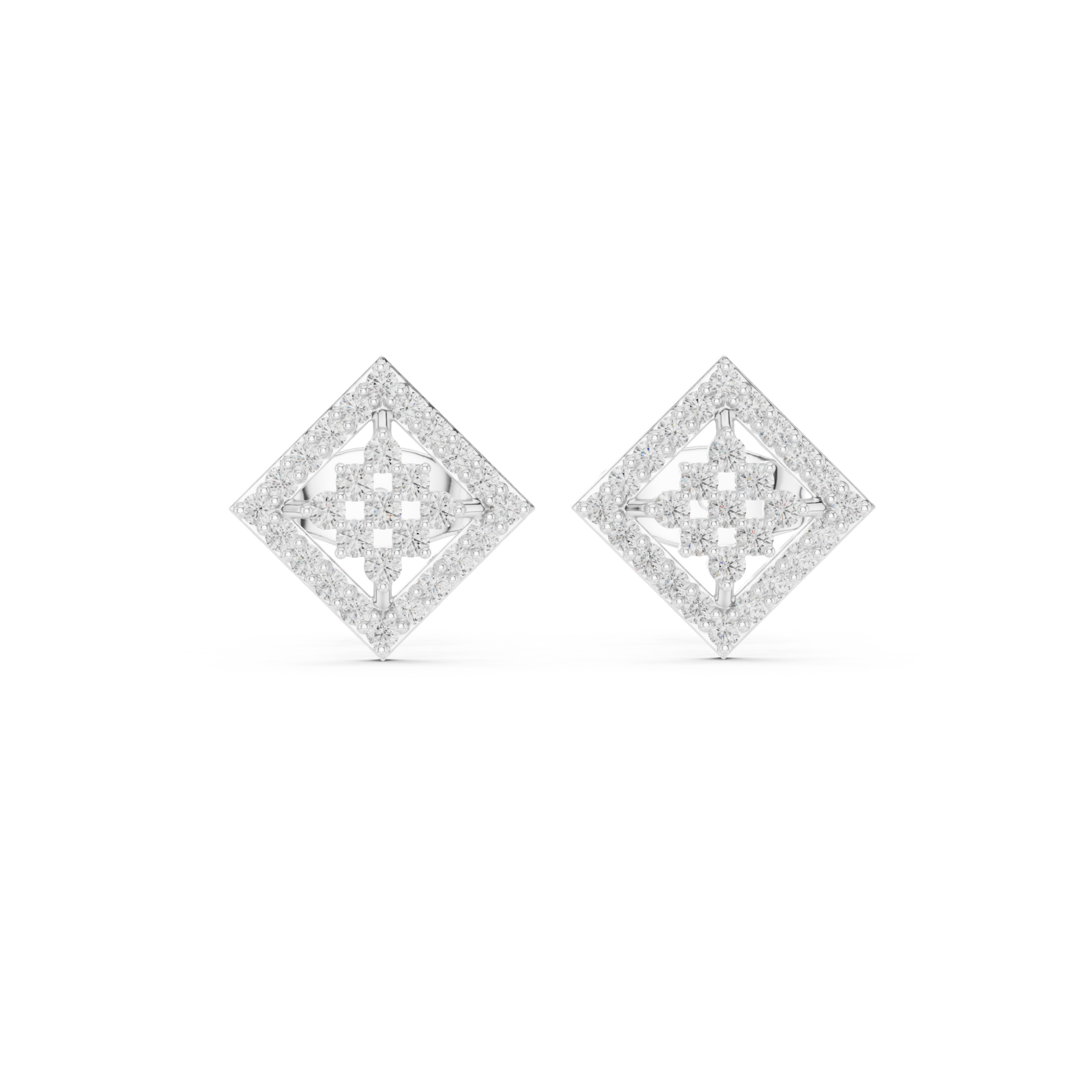  White Gold Classic Cluster Sparkle Studs Front View