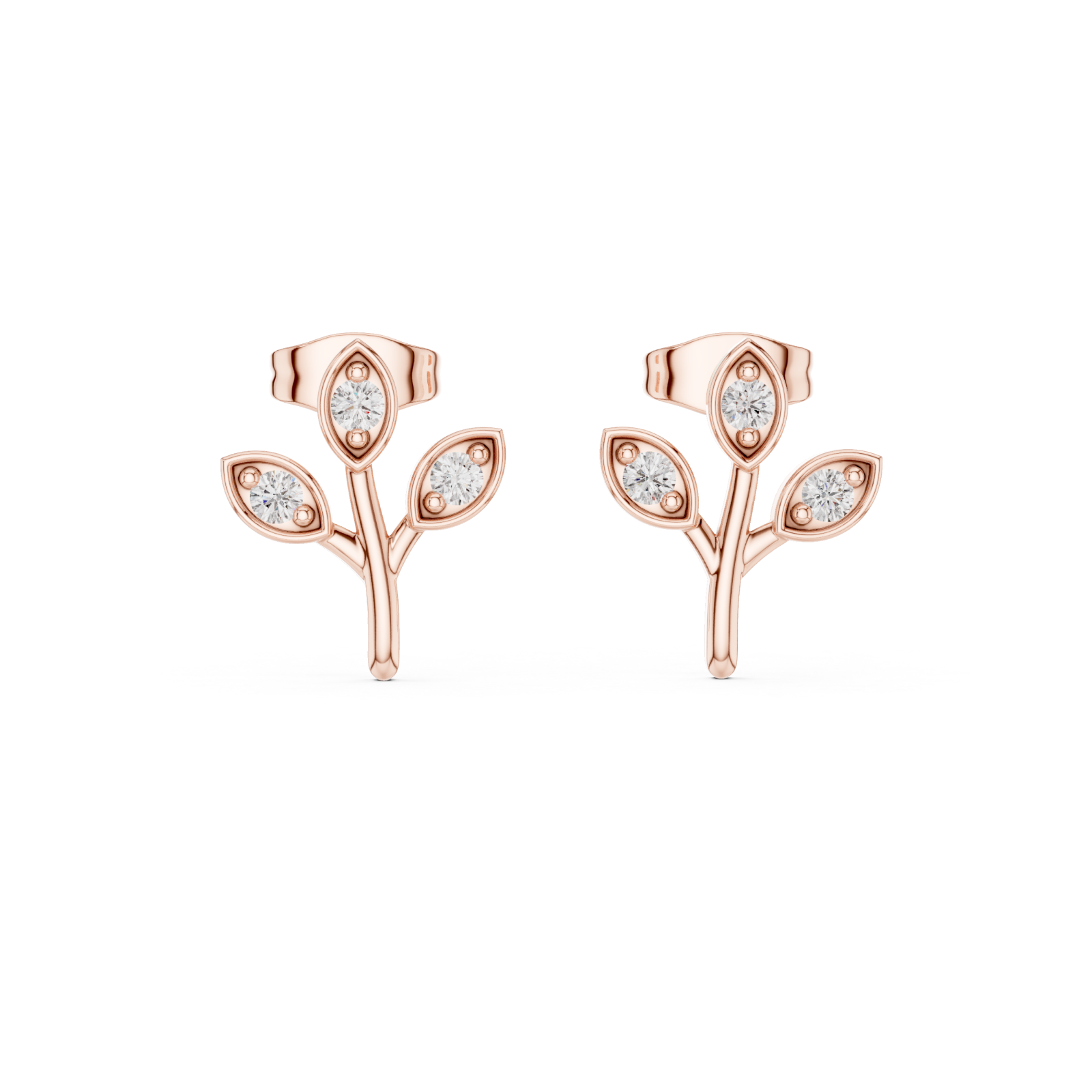  Rose Gold Lively Garden Studs Front View