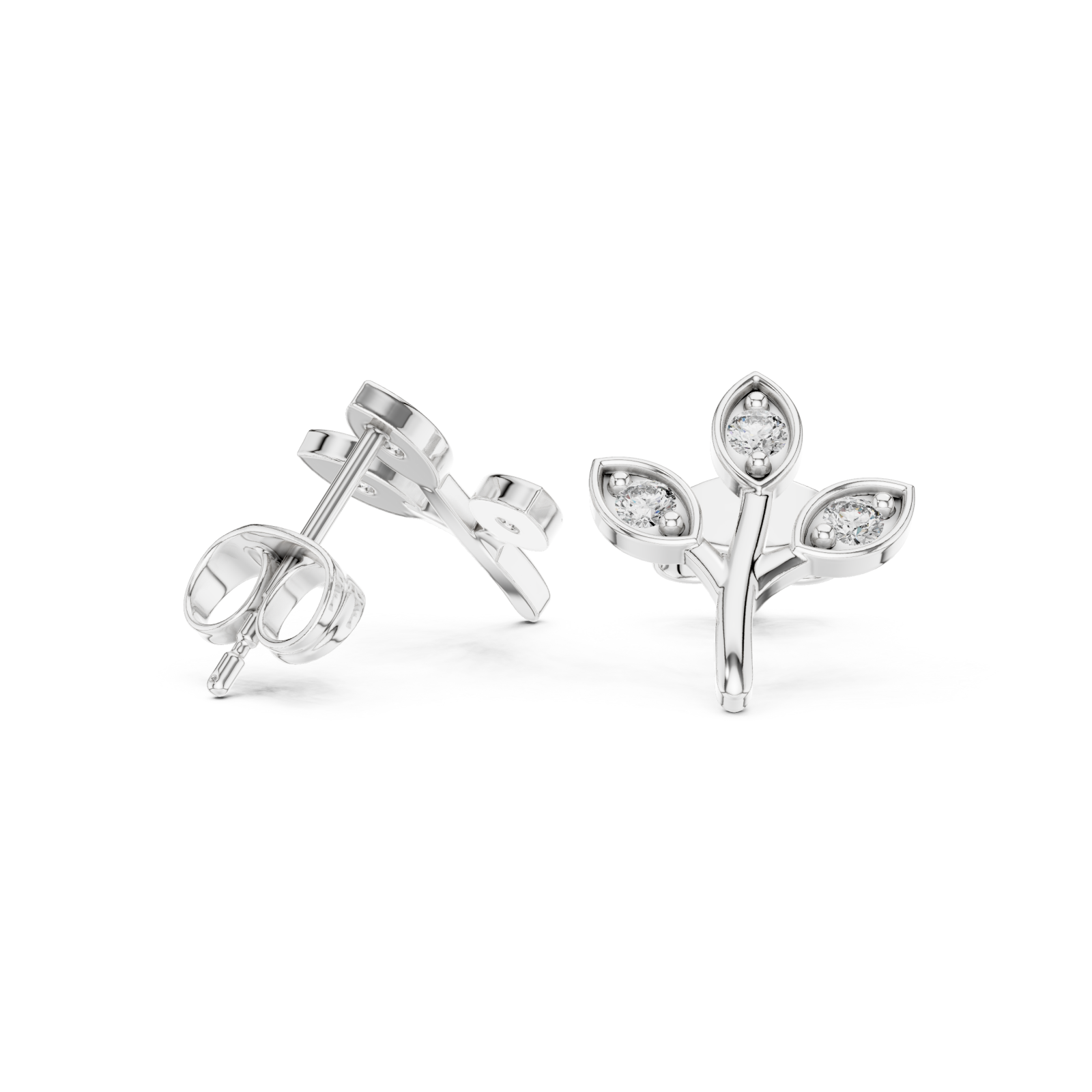  White Gold Lively Garden Studs Left View