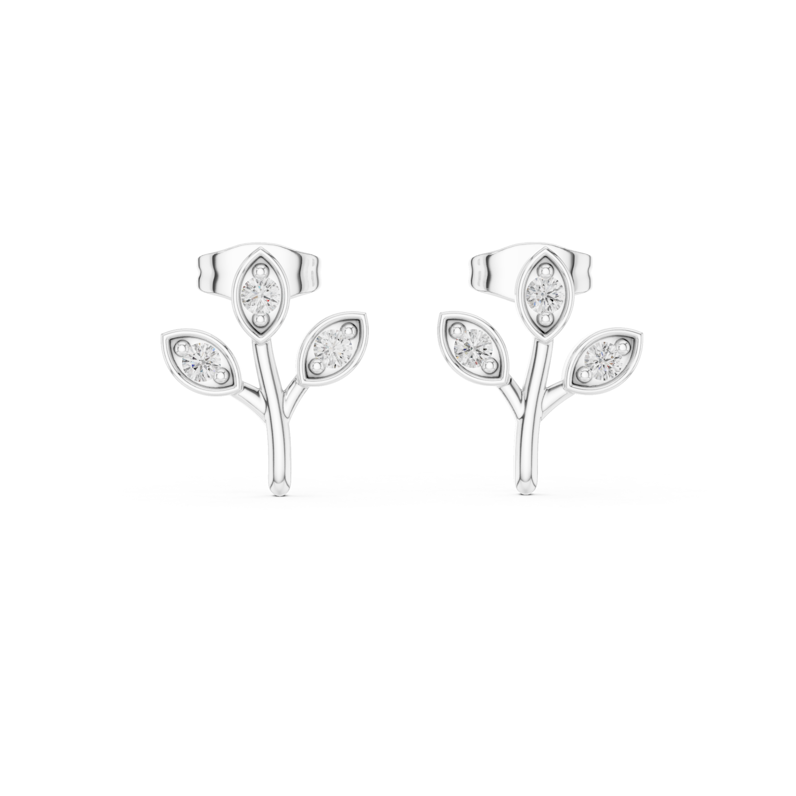  White Gold Lively Garden Studs Front View