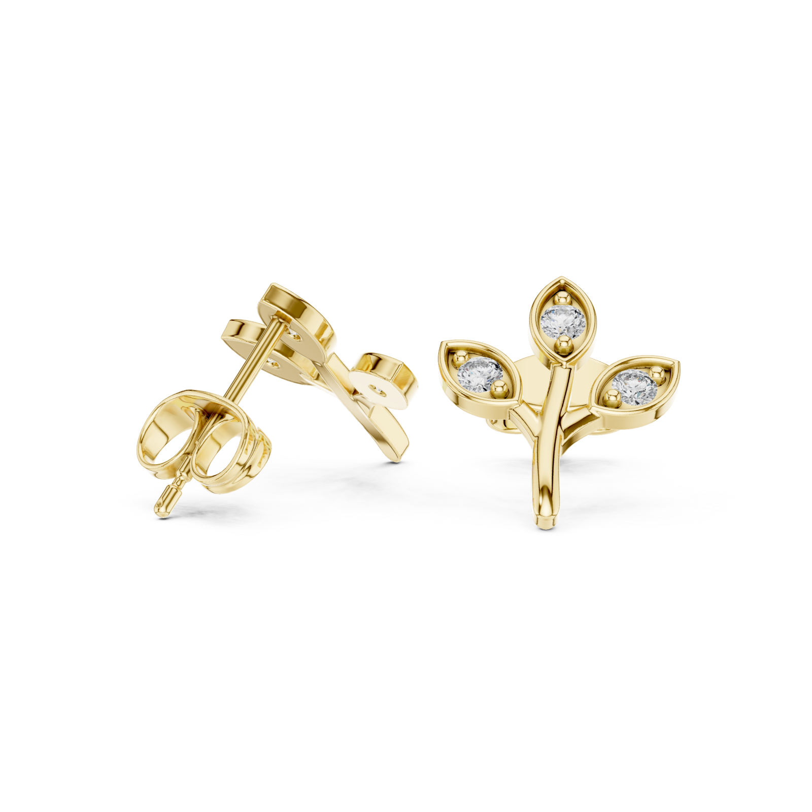  Gold Lively Garden Studs Left View