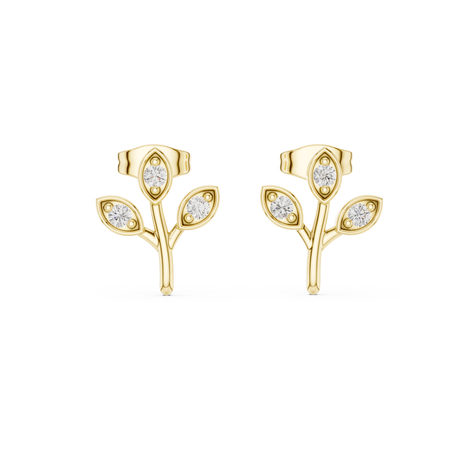  Gold Lively Garden Studs Front View