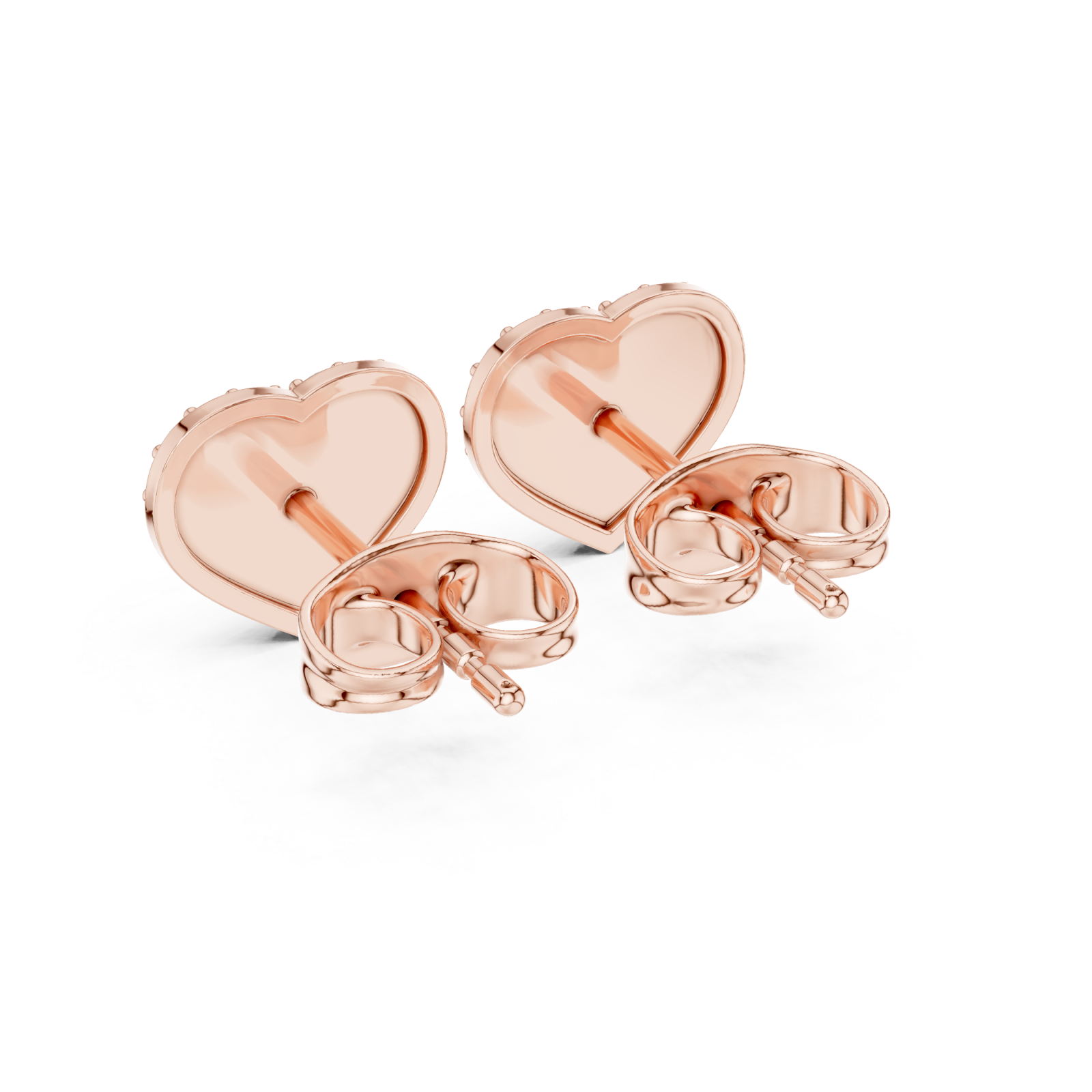  Rose Gold Radiant Pave Heart Stud Earrings Side View