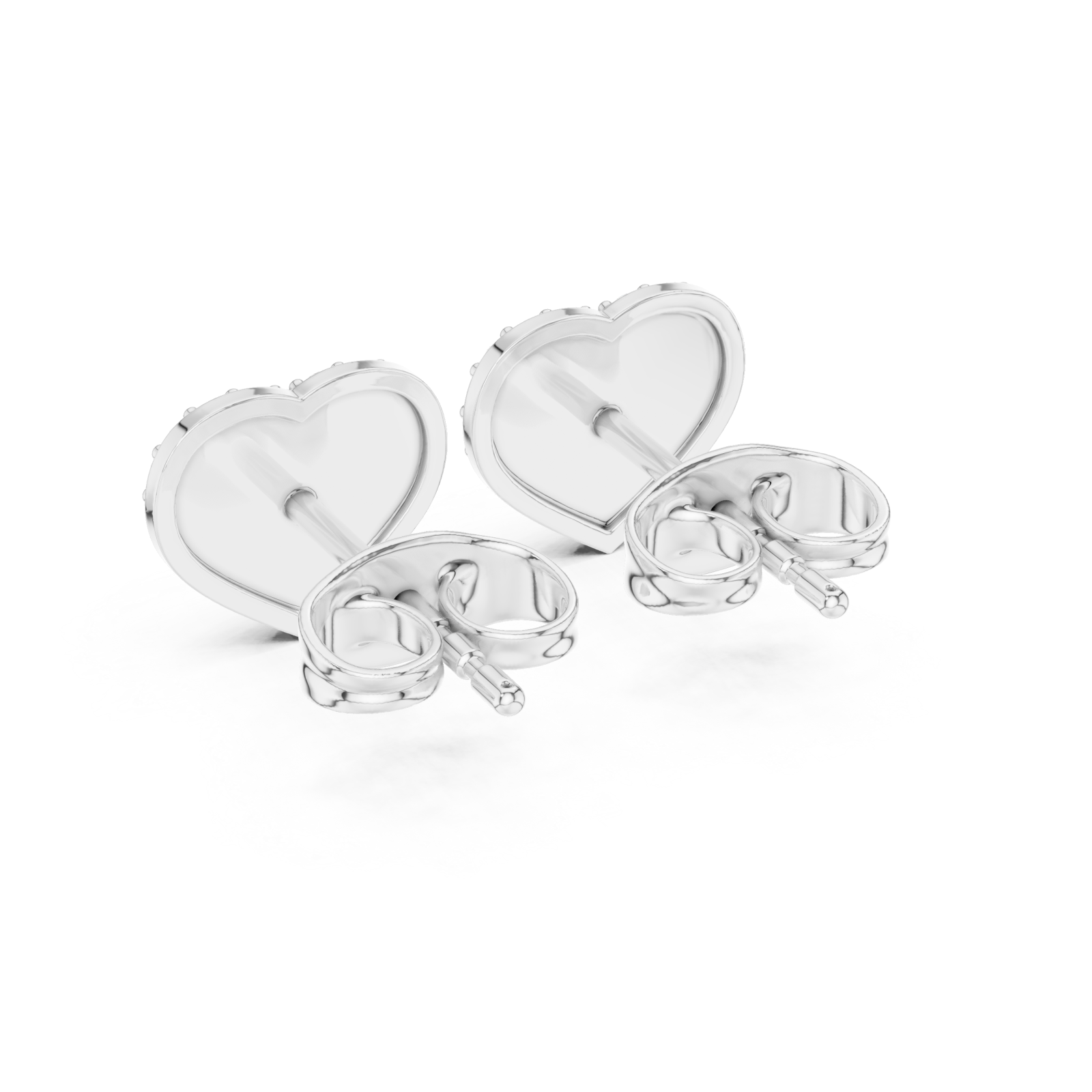  White Gold Radiant Pave Heart Stud Earrings Side View